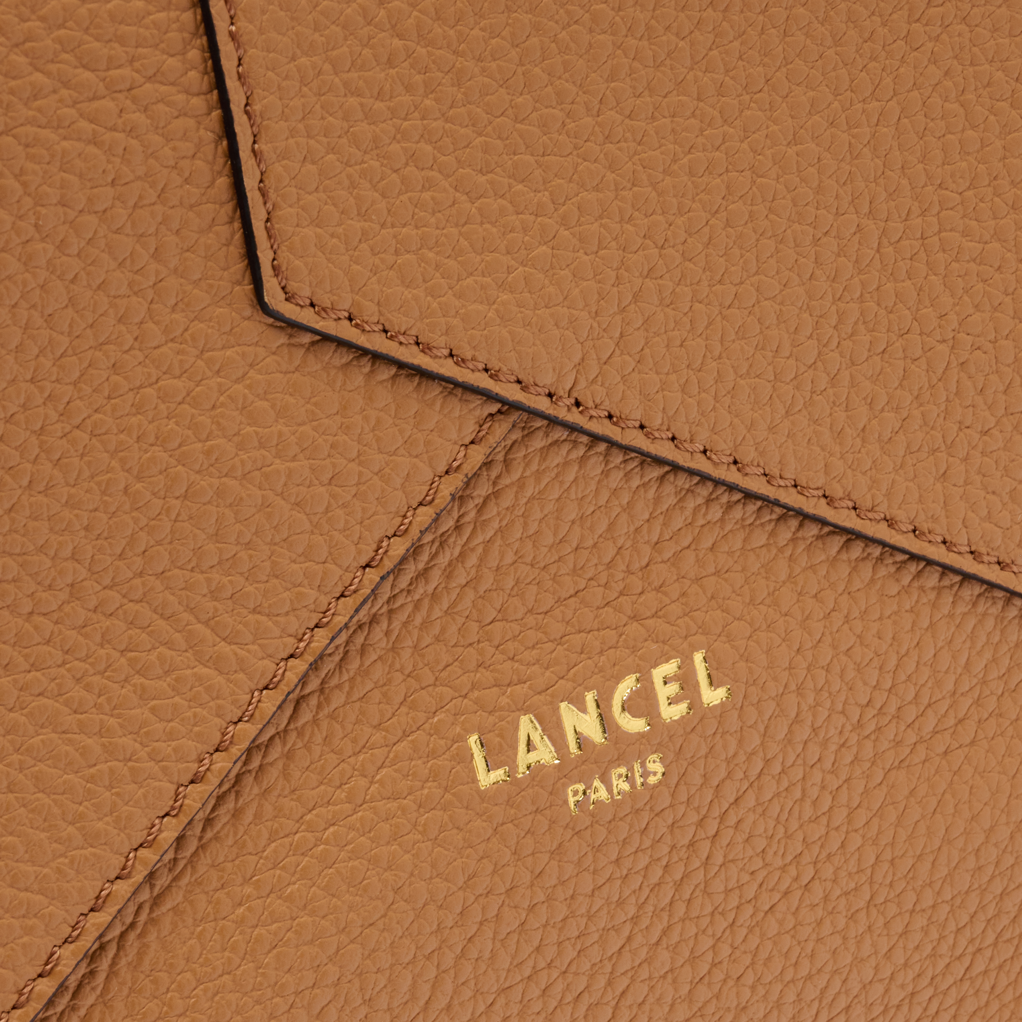 Sac cabas zippé m double porté enveloppe de lancel en cuir LANCEL Marron