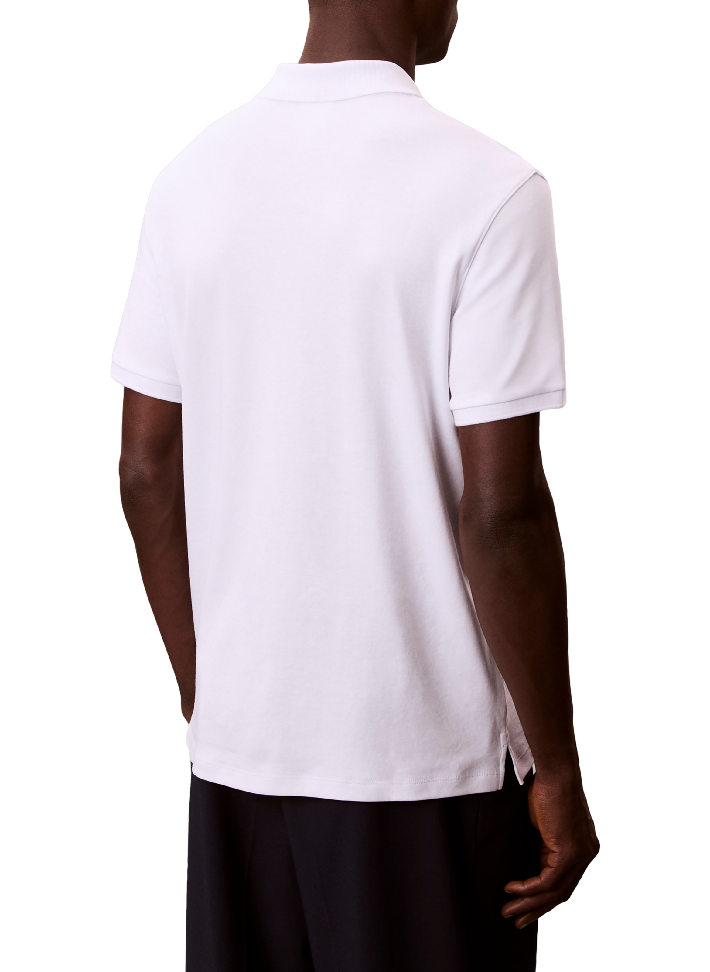 Polo droit à col zippé en coton CALVIN KLEIN Blanc