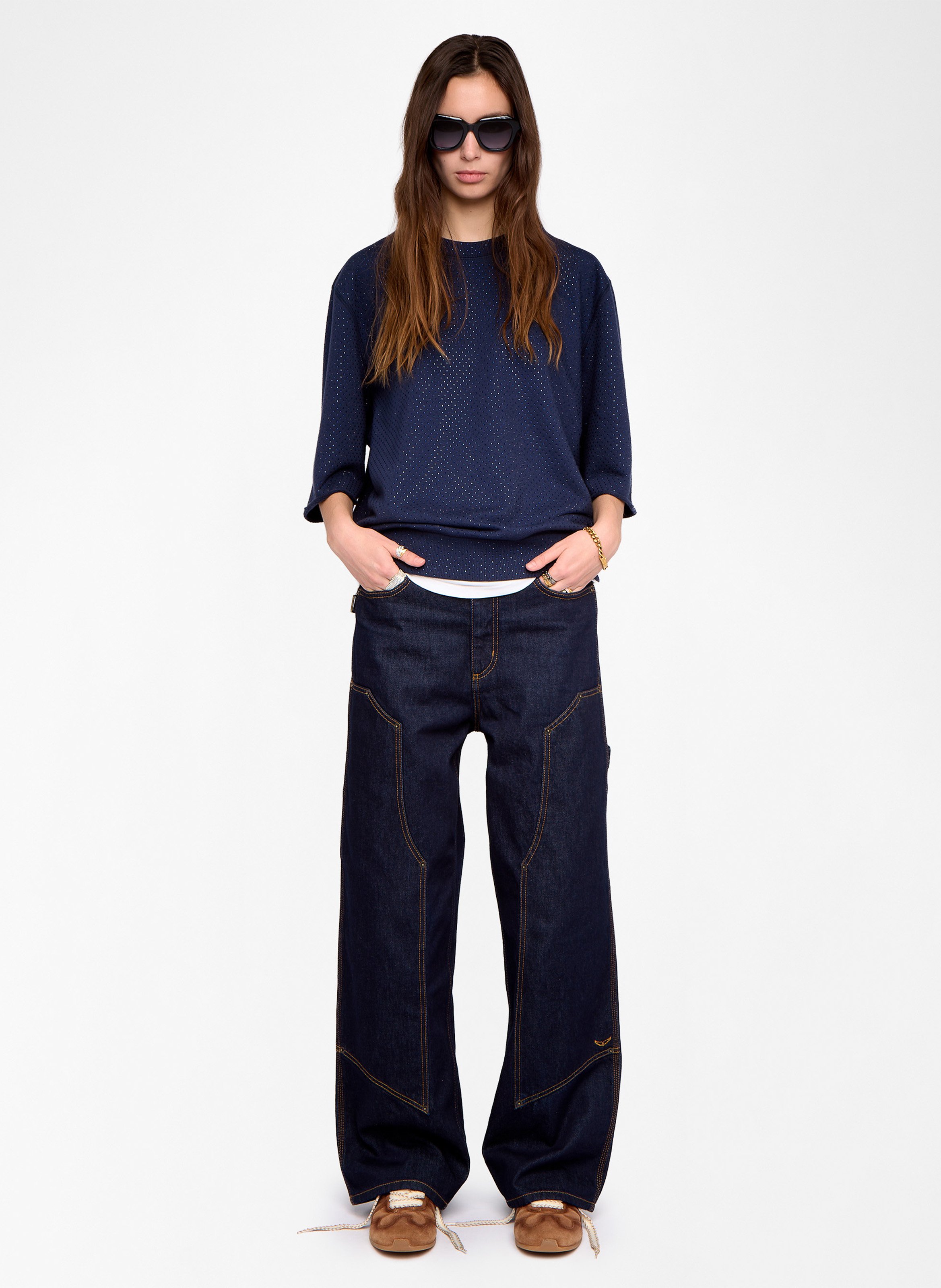 Sweat col rond en coton mélangé edmond ZADIG&VOLTAIRE Bleu