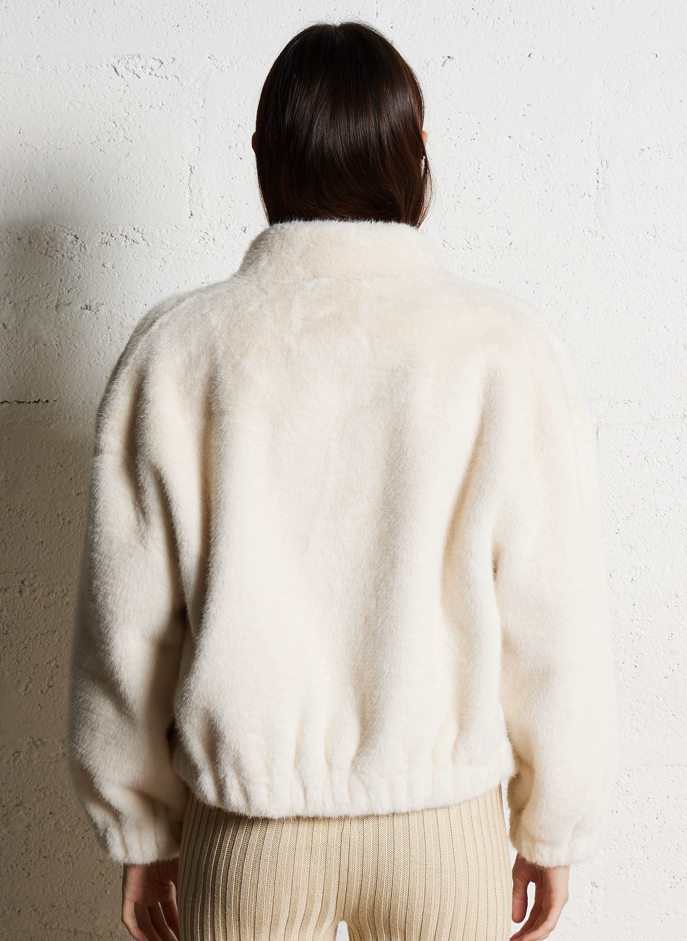 Veste ample col montant en fourrure synthétique paros BA&SH Beige