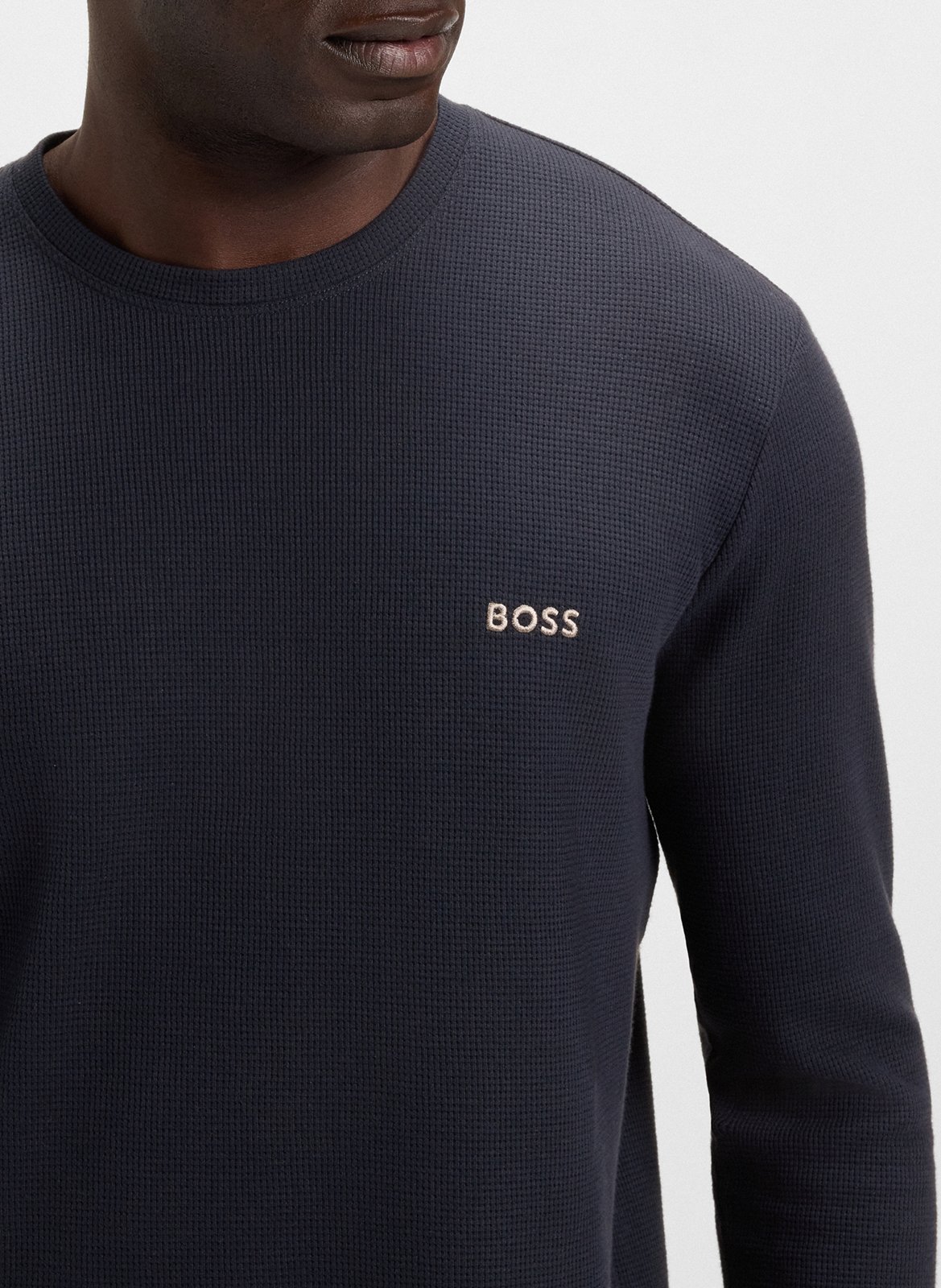 Tee-shirt droit manches longues à logo BOSS Bleu