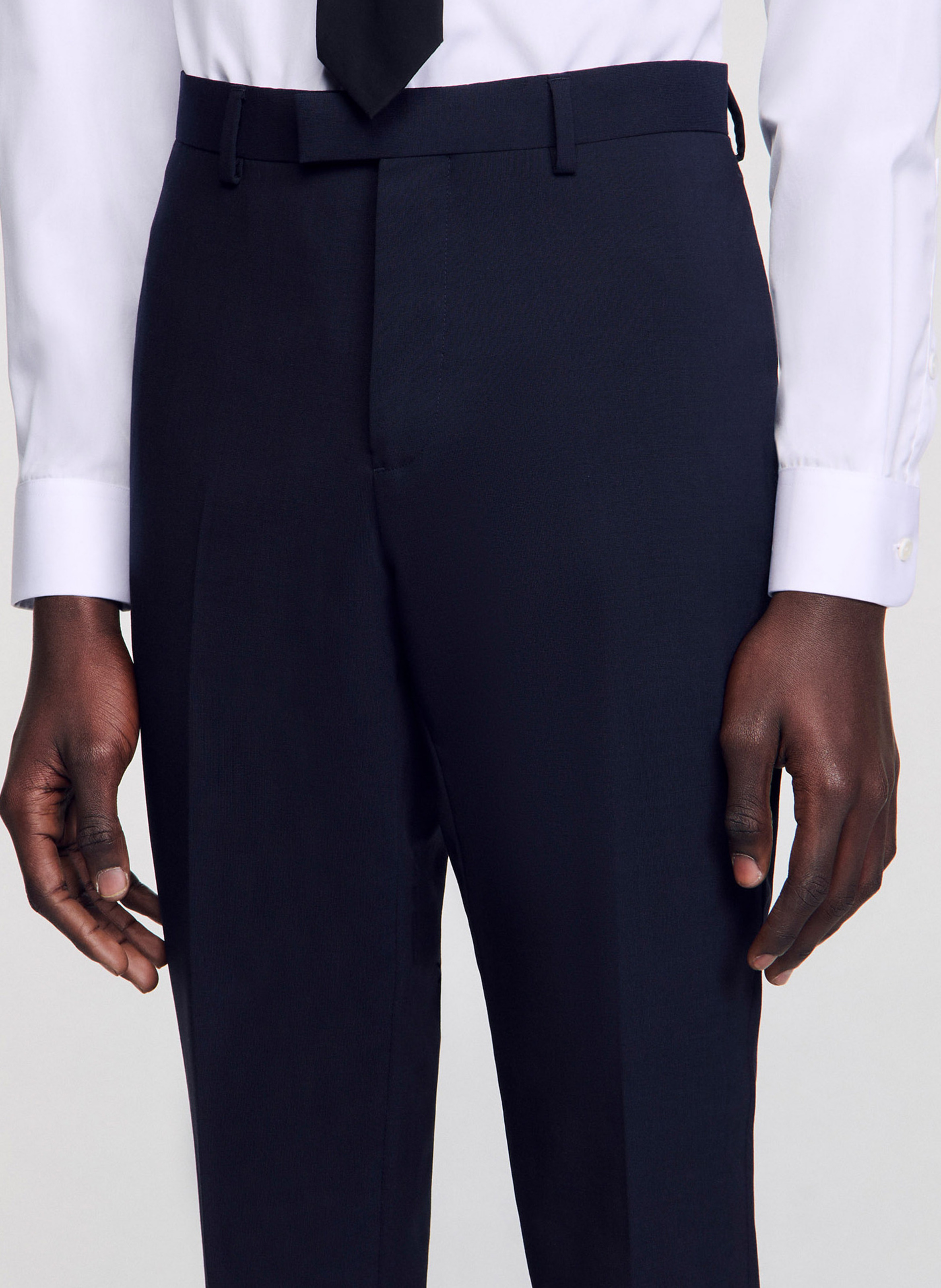 Pantalon de costume regular-fit en laine SANDRO Bleu