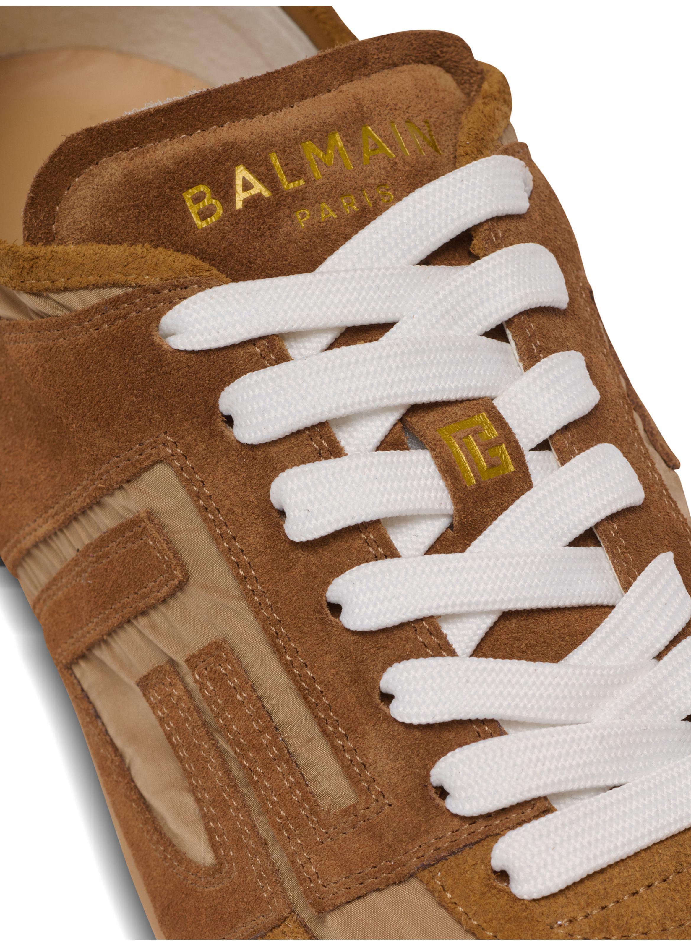 Baskets racer 45 en daim et nylon BALMAIN Marron