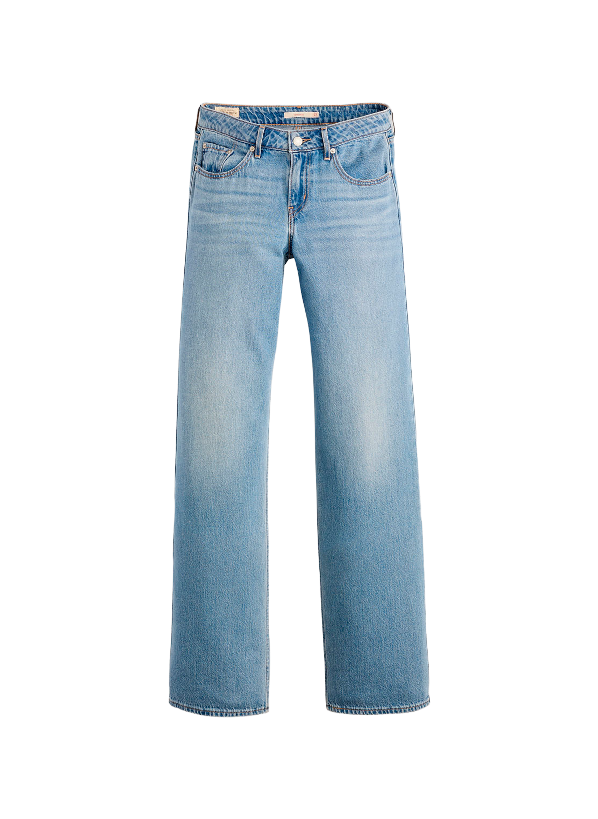 Jean délavé droit en coton LEVI'S Bleu