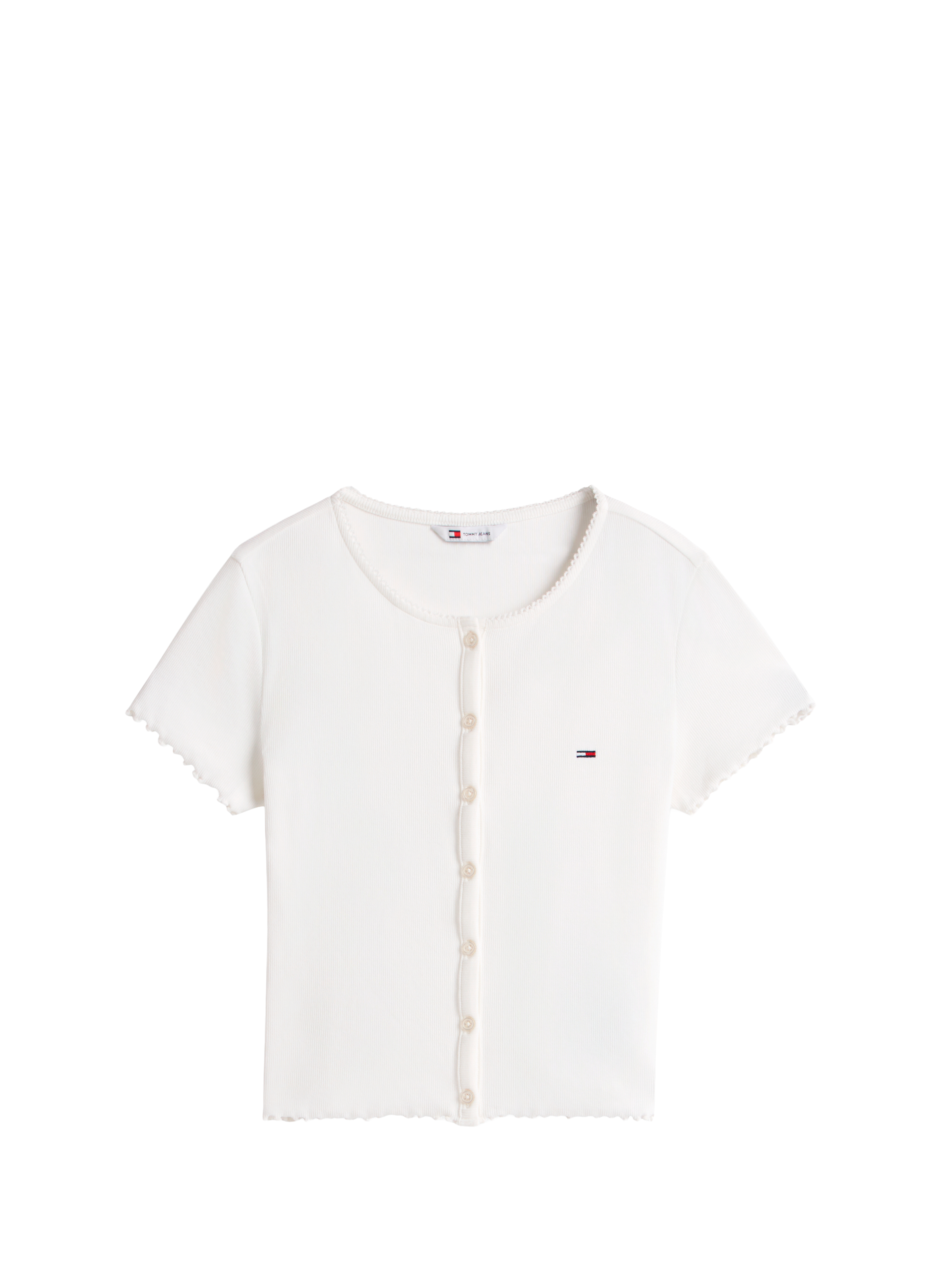 T-shirt côtelé en coton mélangé TOMMY HILFIGER Blanc