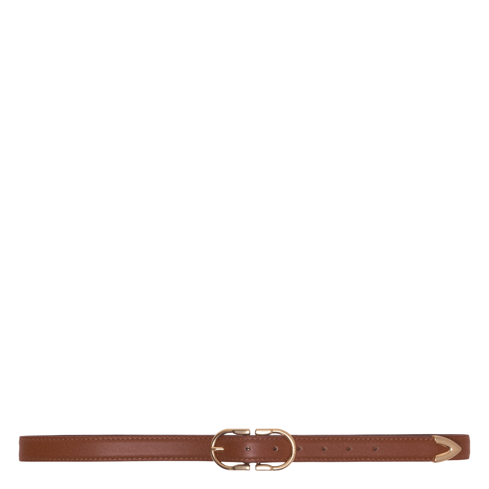 Ceinture fine à boucle en cuir MAJE Beige