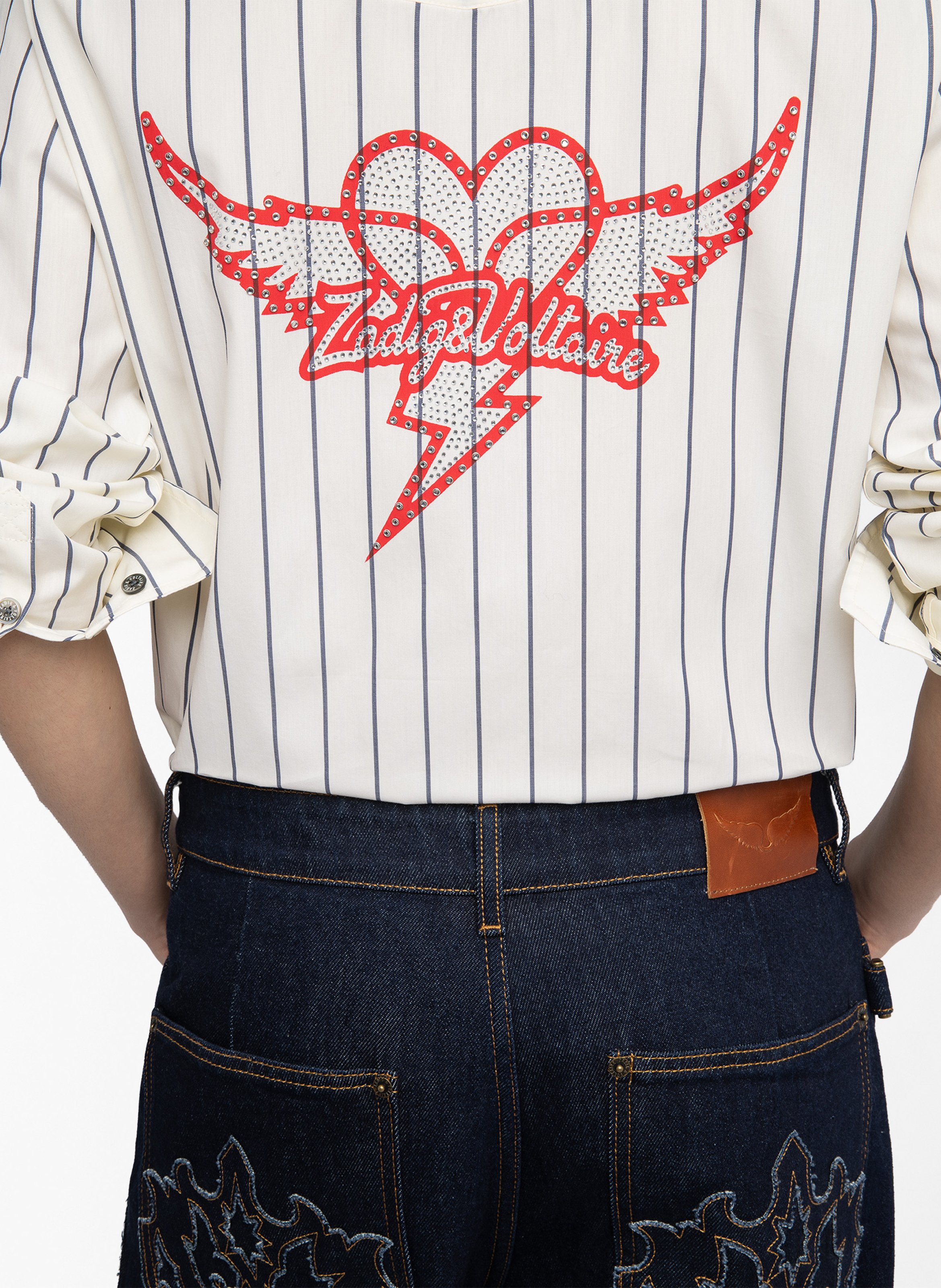 Chemise droite col classique en coton rayé thelma ZADIG&VOLTAIRE Jaune