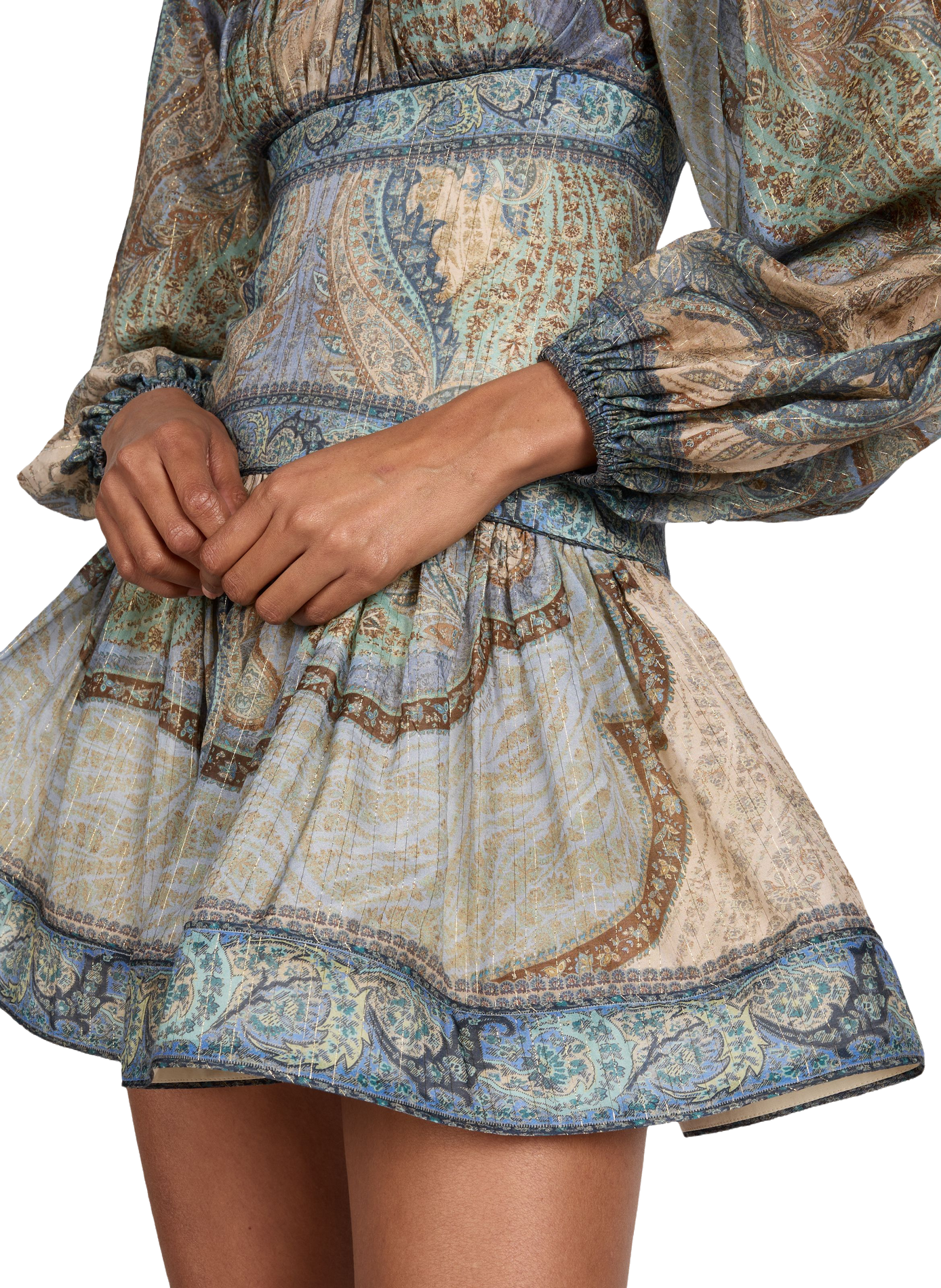 Robe ballon à imprimé en coton et soie mélangés ZIMMERMANN Multicolore