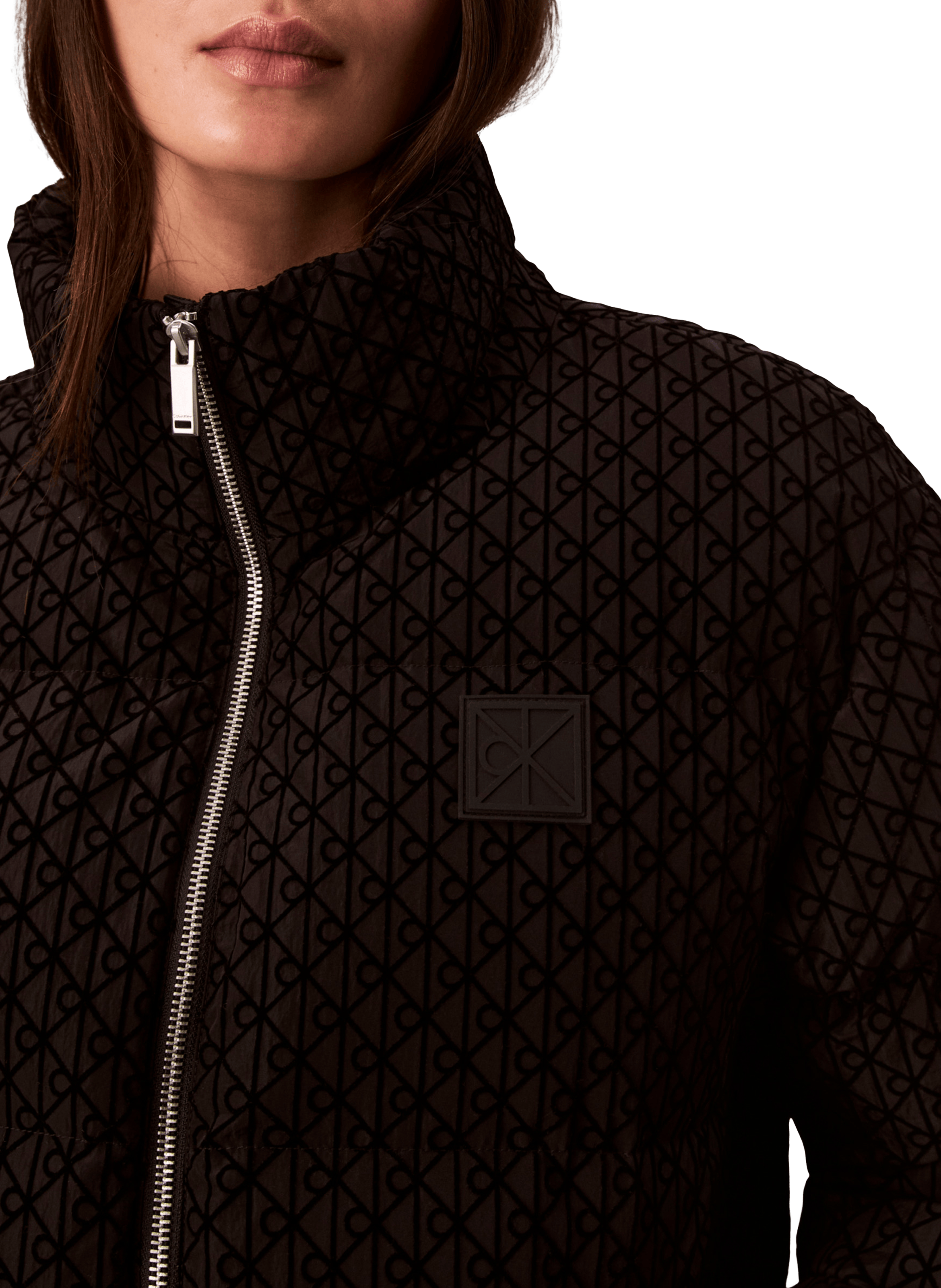 Doudoune imprimée à col montant CALVIN KLEIN Noir