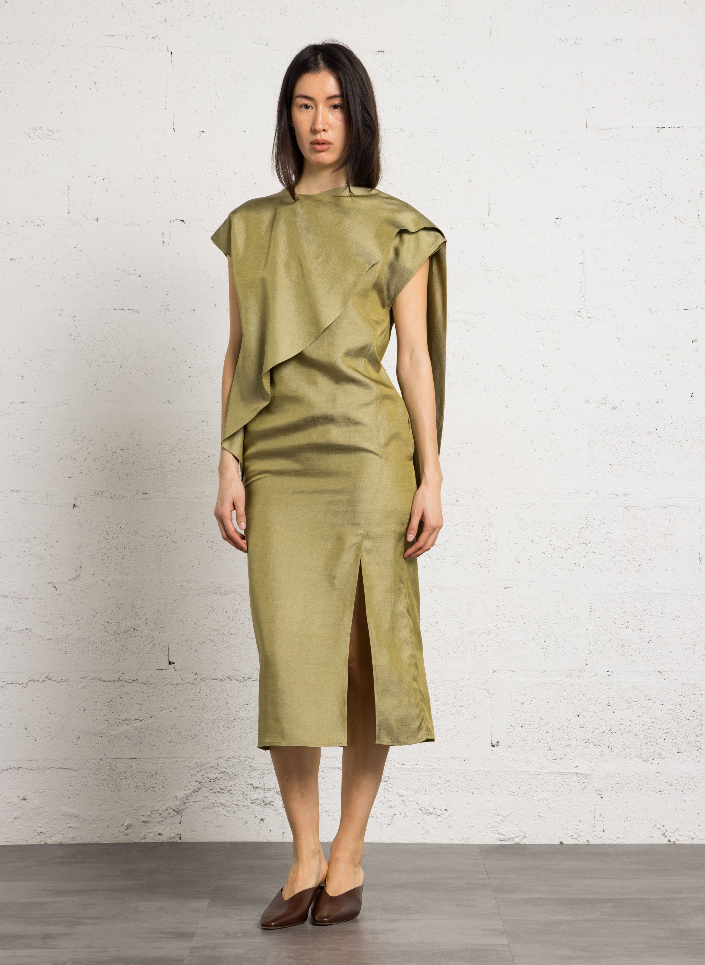 Robe ample à foulard en soie iberis SOEUR Vert