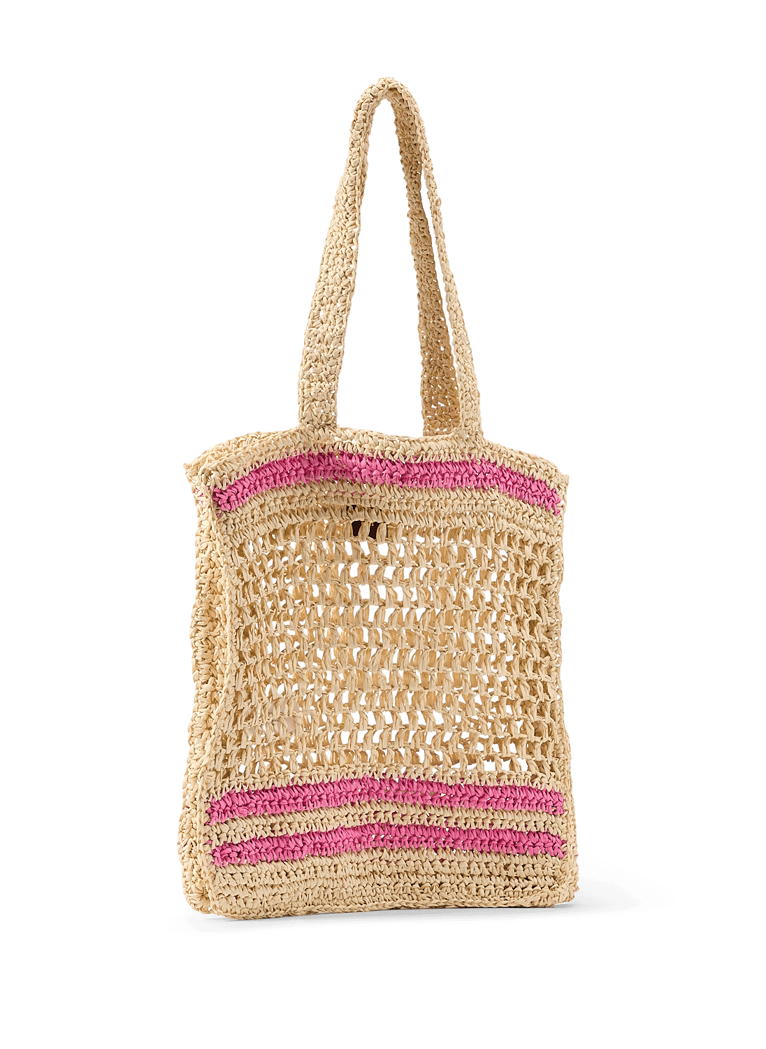 Panier paperstraw ouvert rayé AU PRINTEMPS PARIS Rose