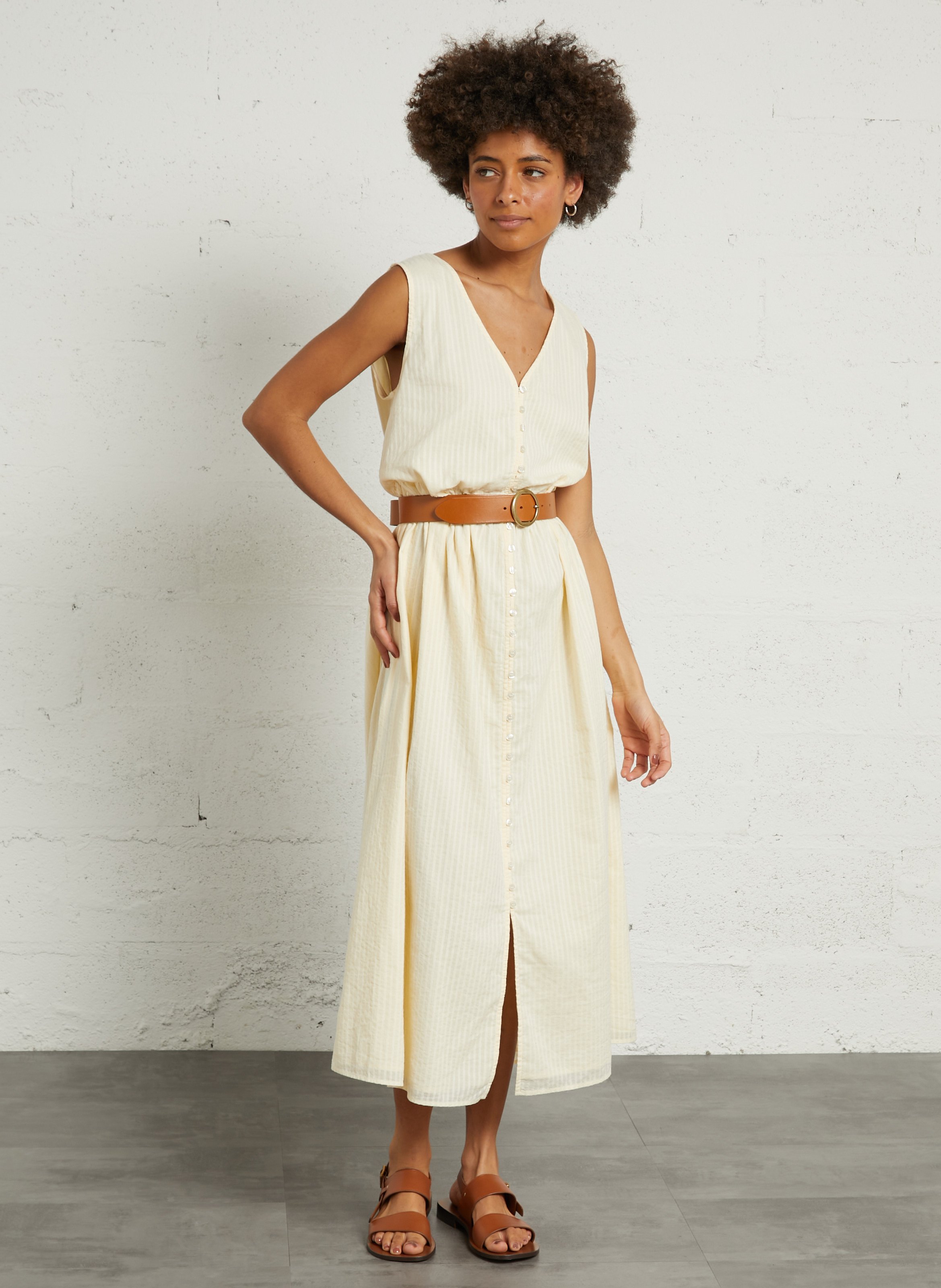 Ceinture à boucle en cuir lisse eline MAISON 123 Beige