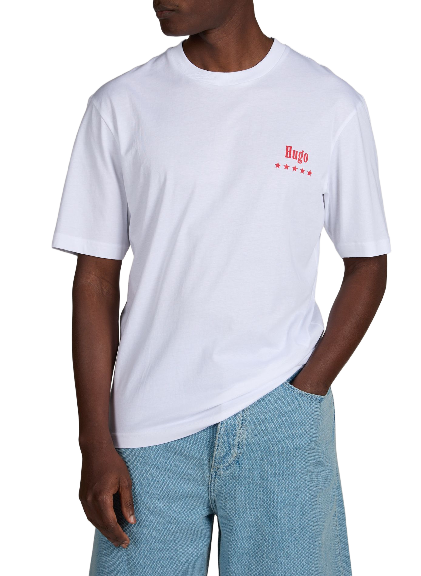 T-shirt droit imprimé à logo HUGO BLUE Blanc