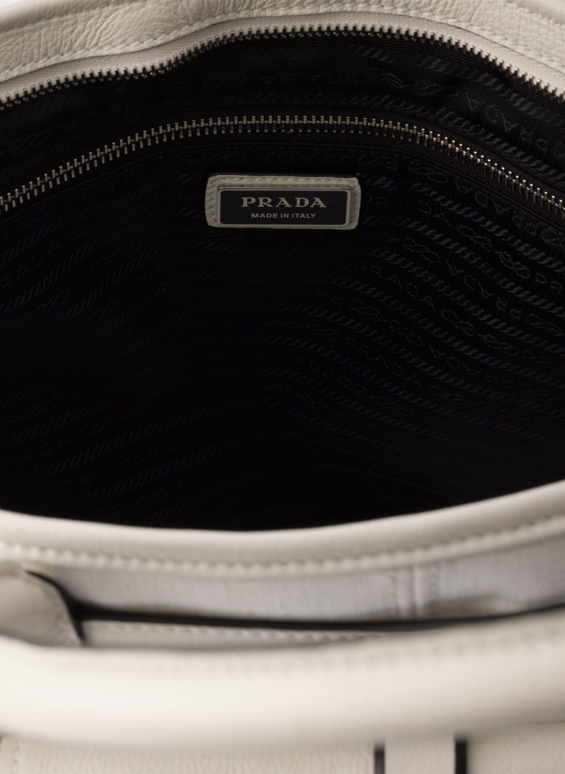 Cabas prada bonnie en denim et cuir PRADA Blanc