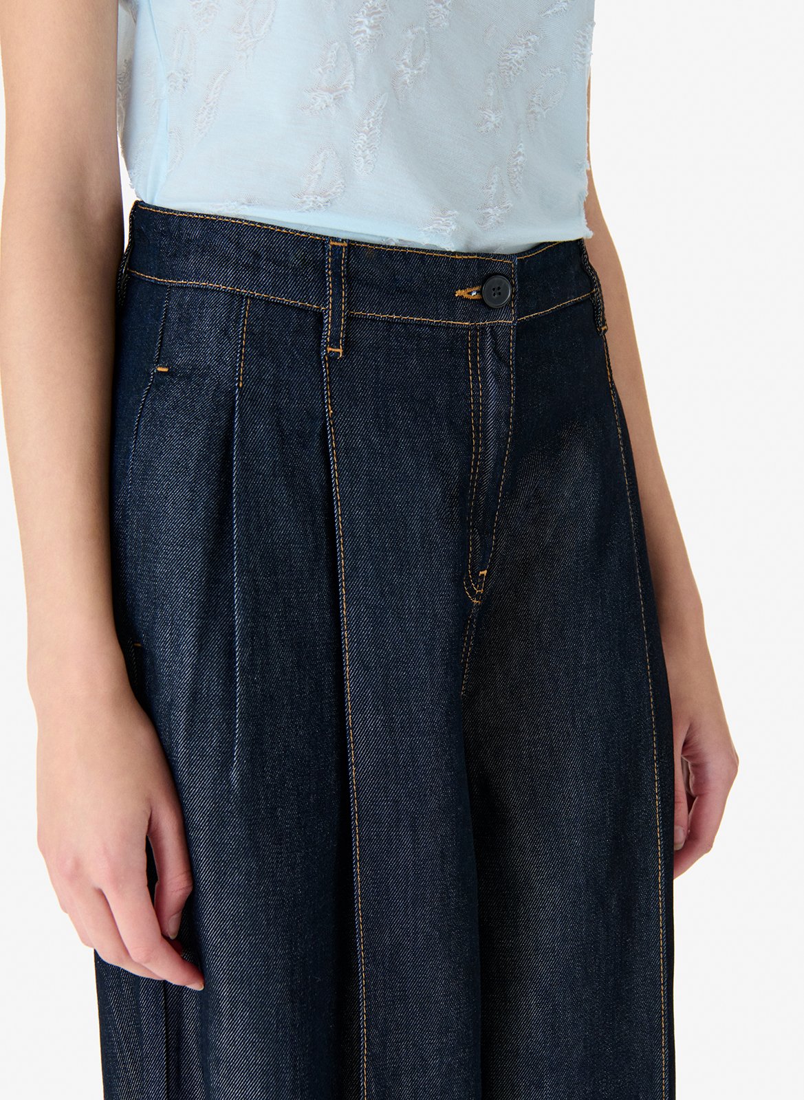 Jean large à pinces en denim brut remy IRO Bleu