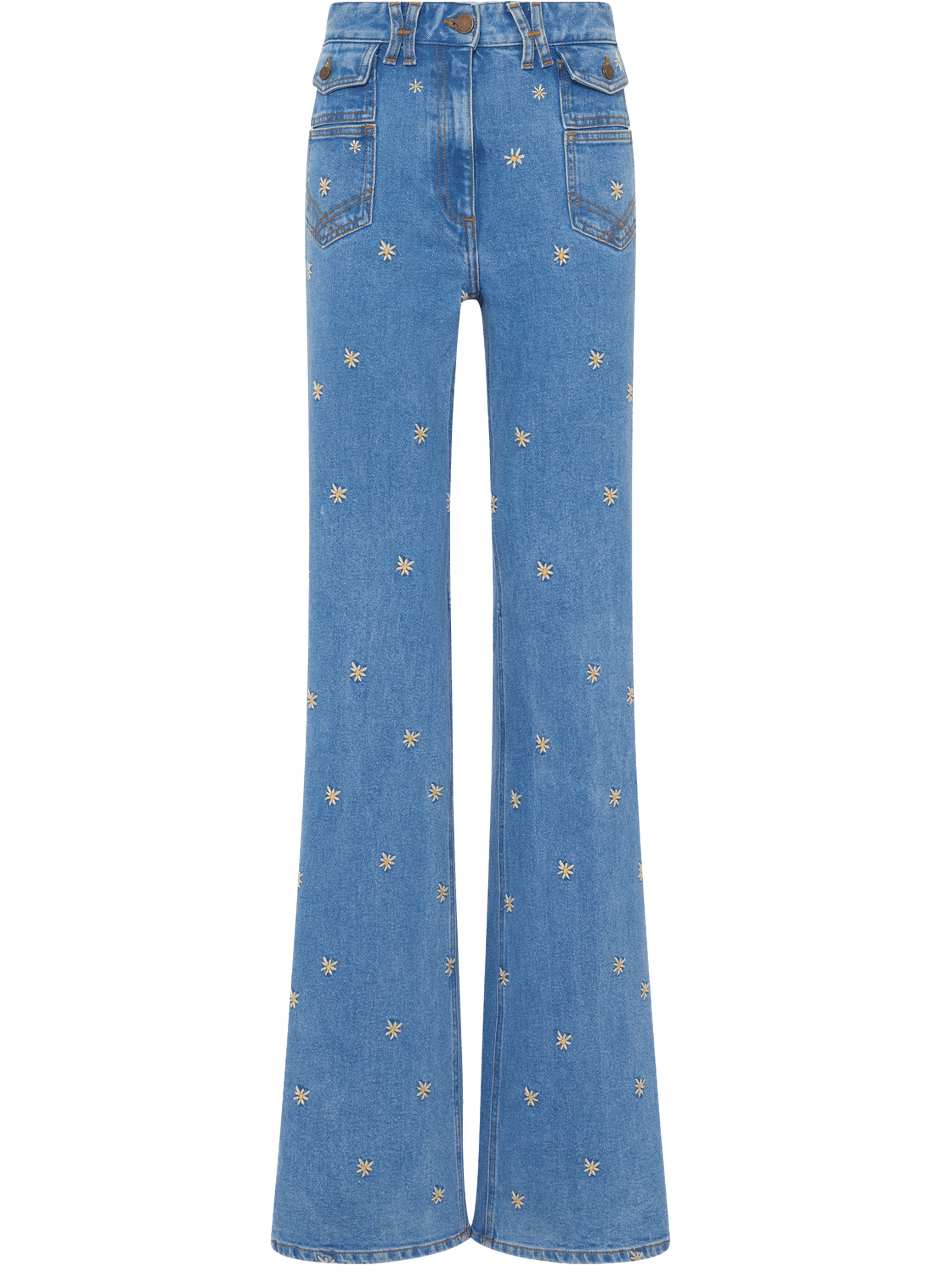 Jean flare à fleurs - anna Bleu