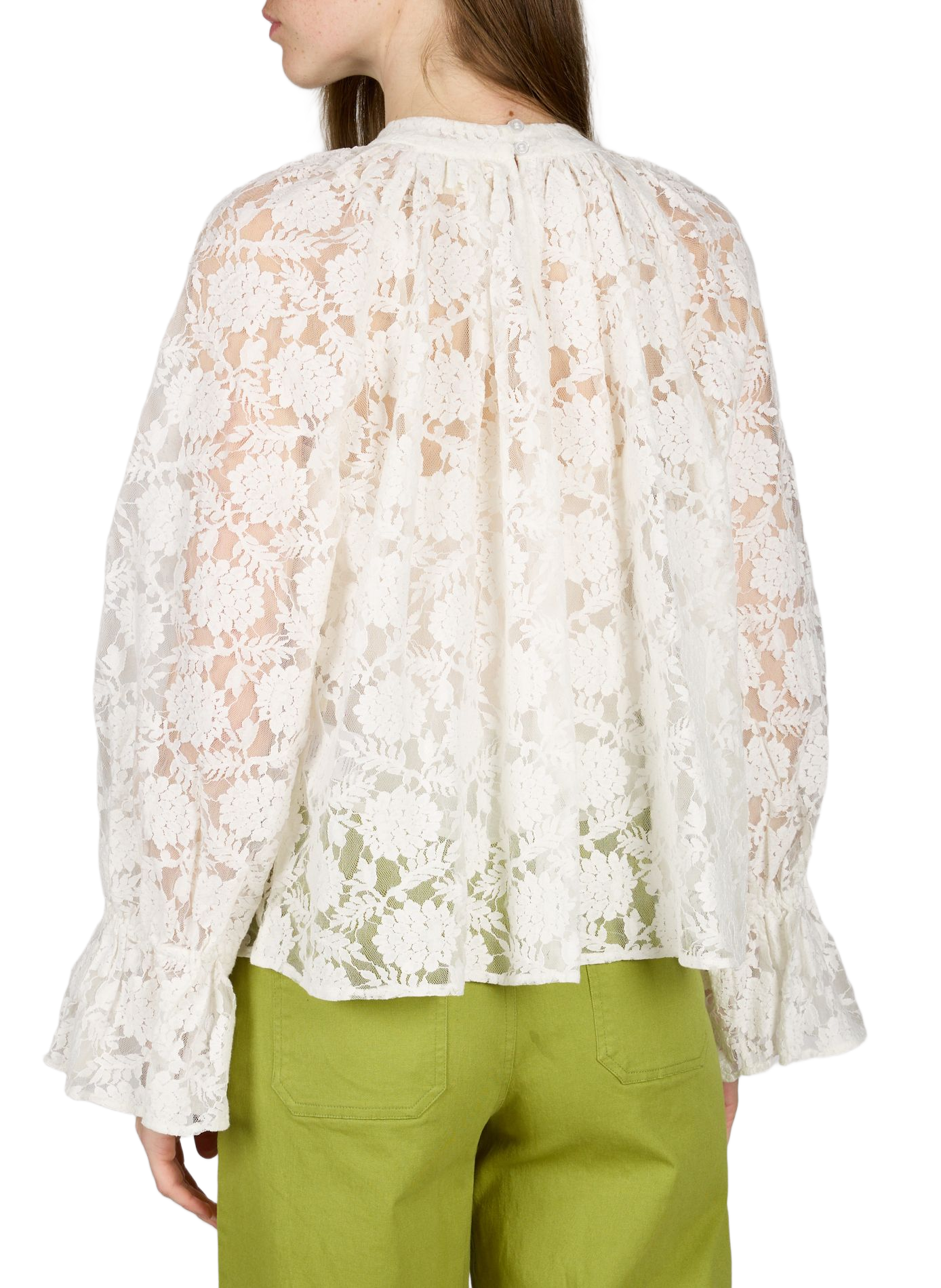 Bluse Camilia mit transparenter Spitze aus Baumwolle PETITE MENDIGOTE Weiss