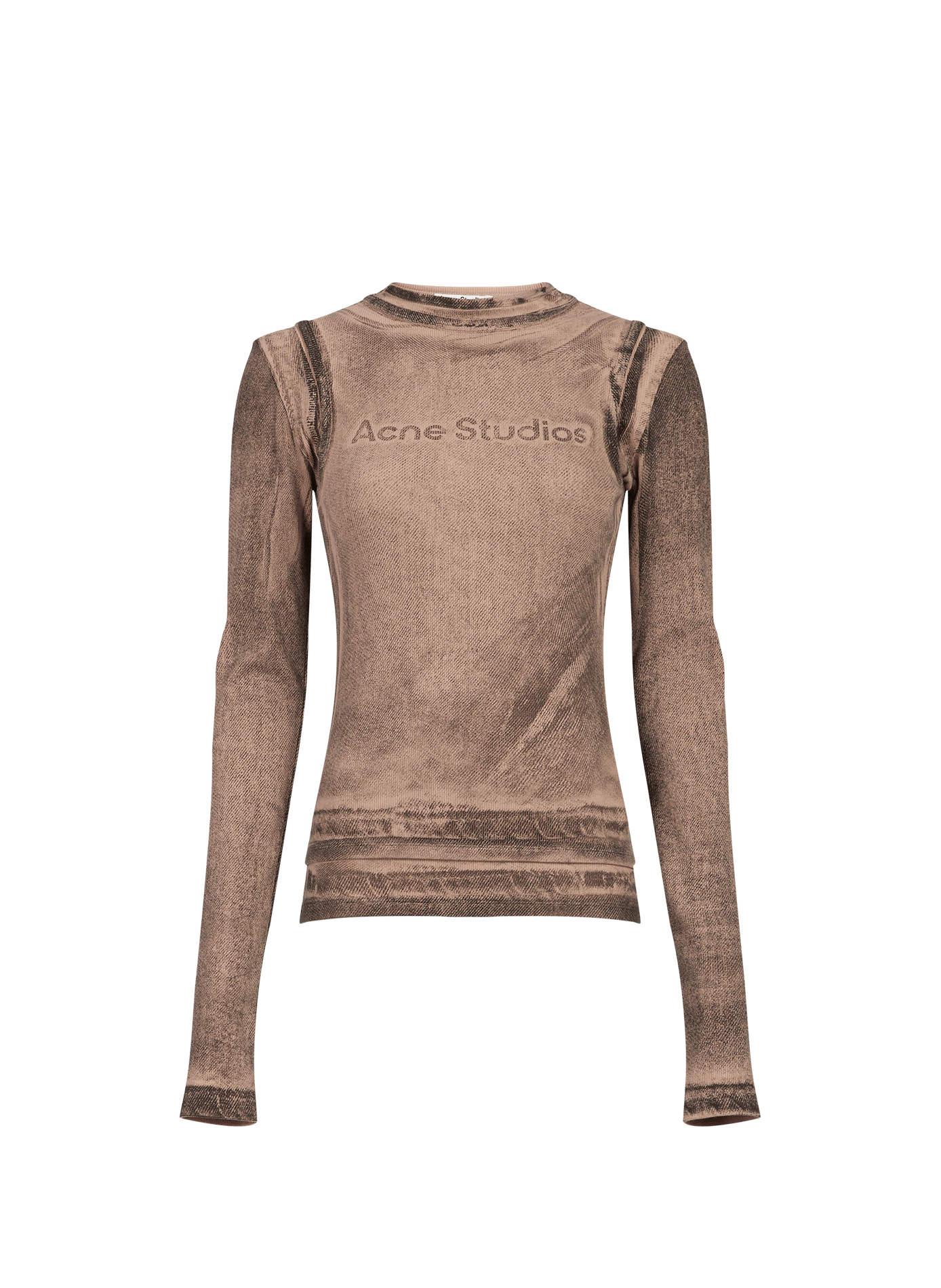 Long-sleeve layered cotton blend t-shirt ACNE STUDIOS Orange