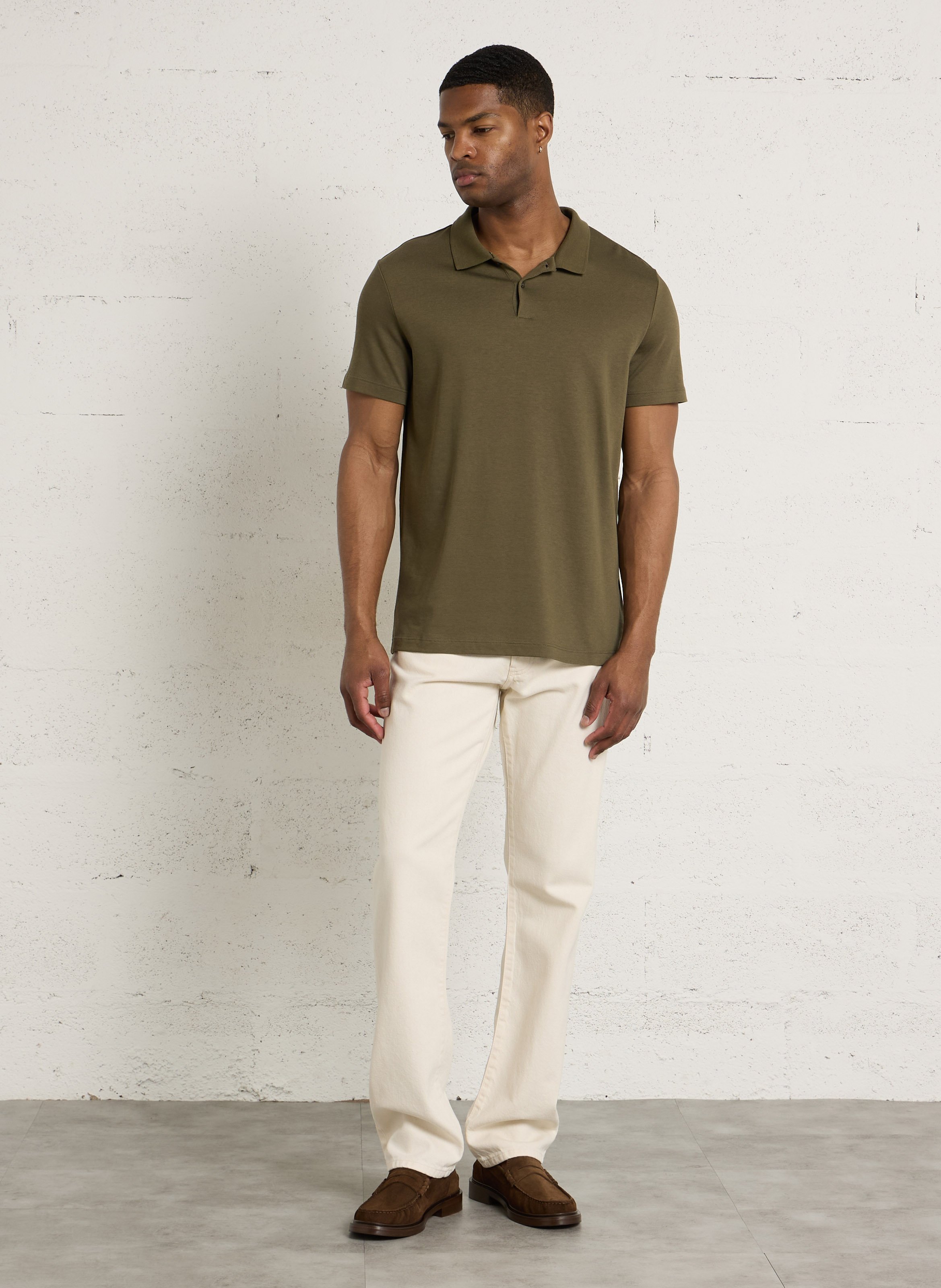 Polo regular-fit en coton mélangé IKKS Kaki