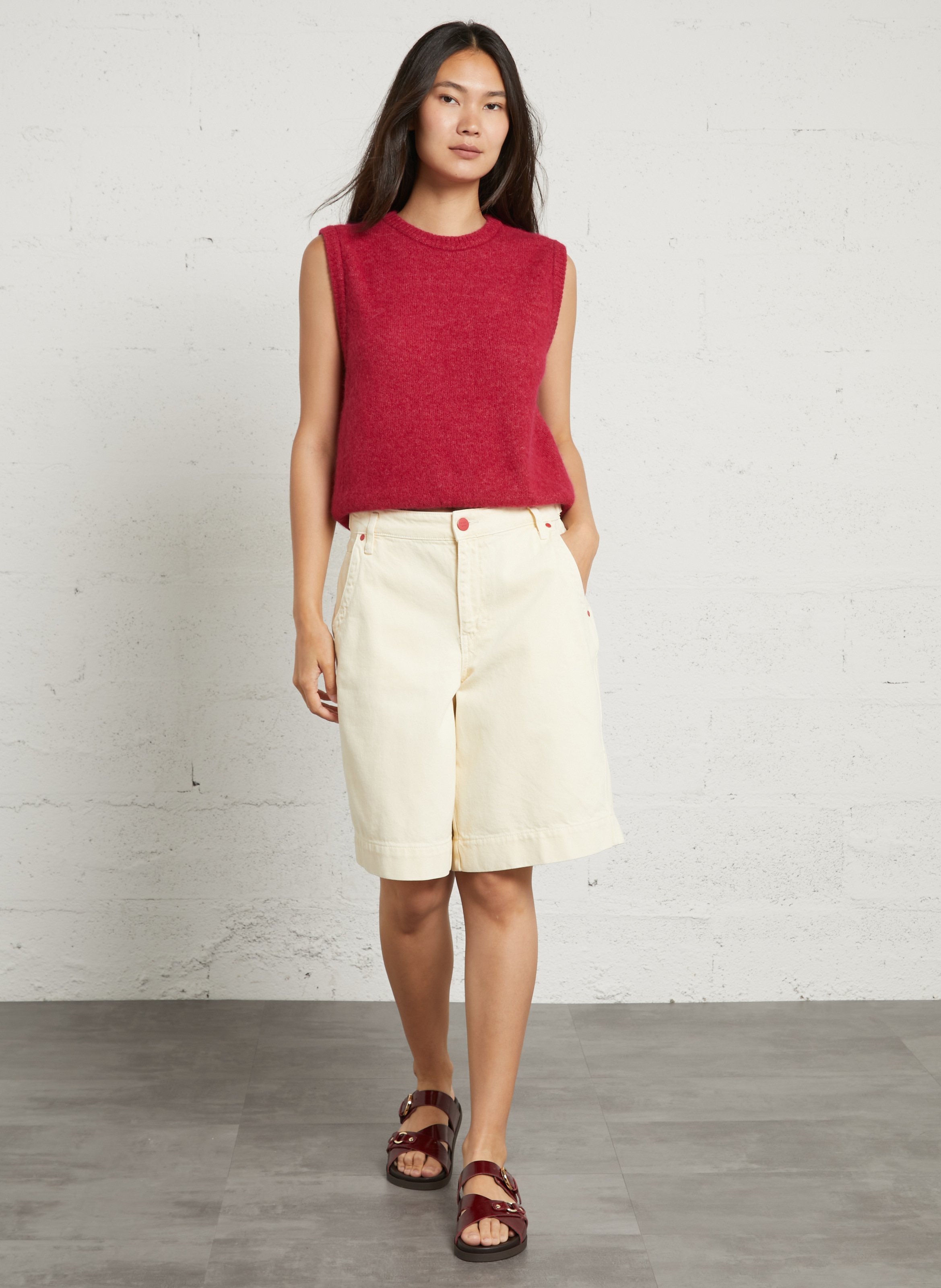 Pull oversize en maille vitow AMERICAN VINTAGE Rouge