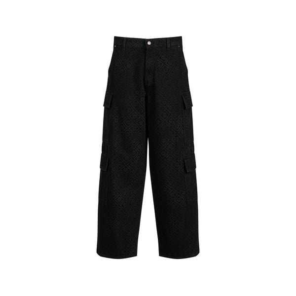 Jeans cargo'sérigraphié en coton Jeans cargo'sérigraphié en coton
