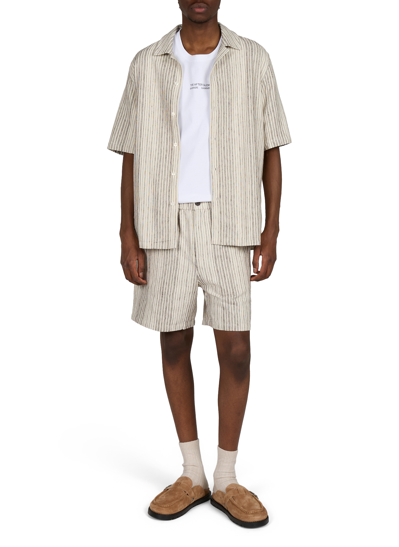 Striped cotton shirt SAMSOE SAMSOE White