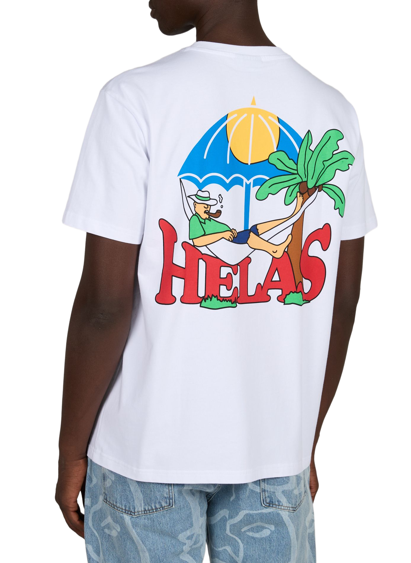 Round neck screen-printed t-shirt HELAS CAPS White