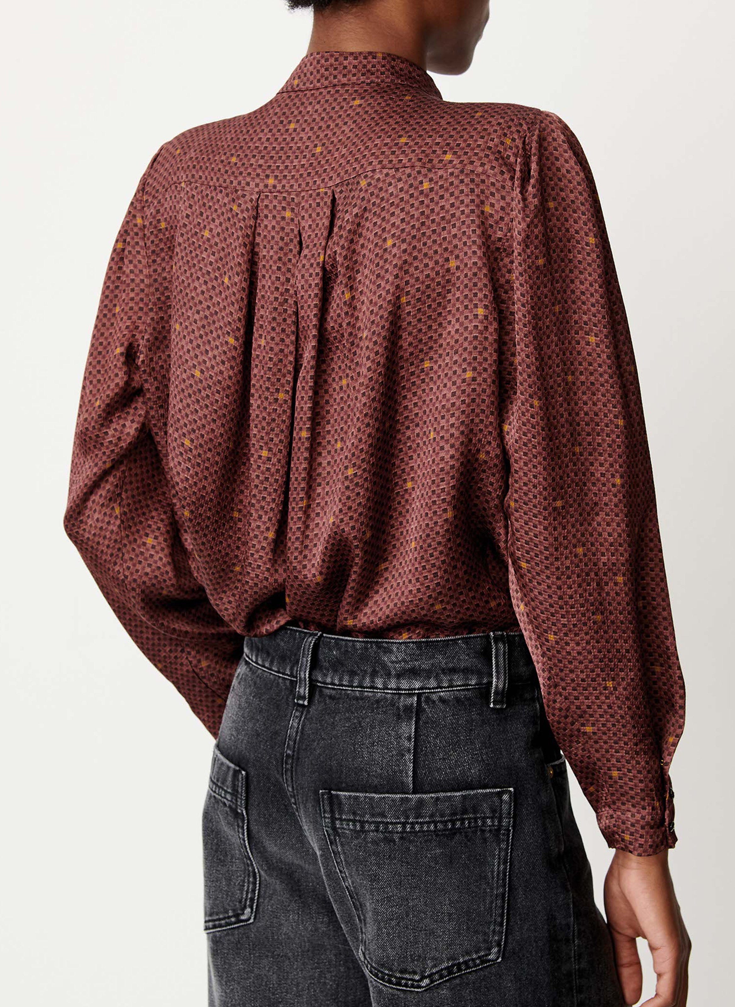 Blouse ajustée plissée à carreaux esperanzo SESSUN Marron