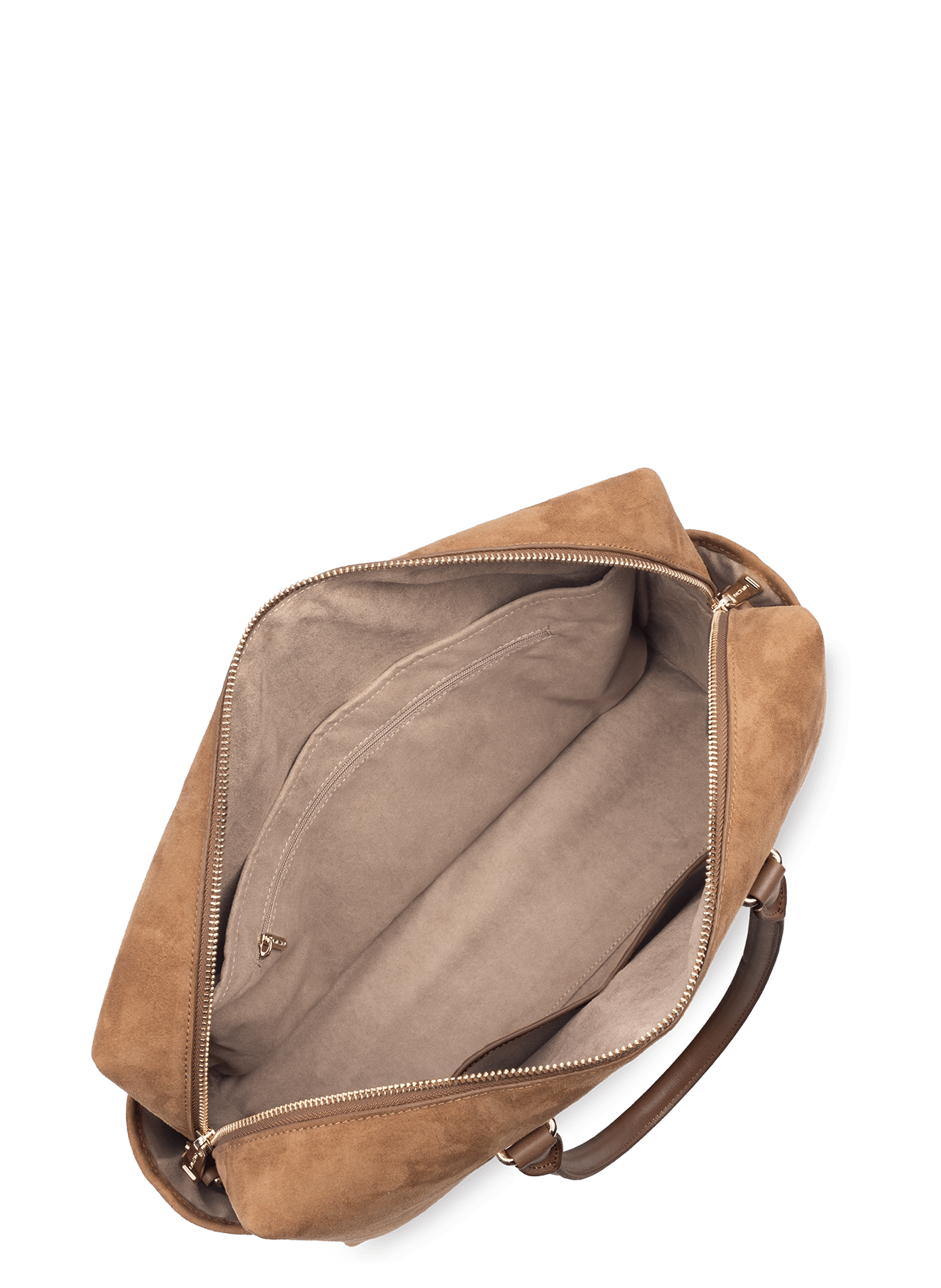 Sac cabas main - suède cube LANCASTER Marron