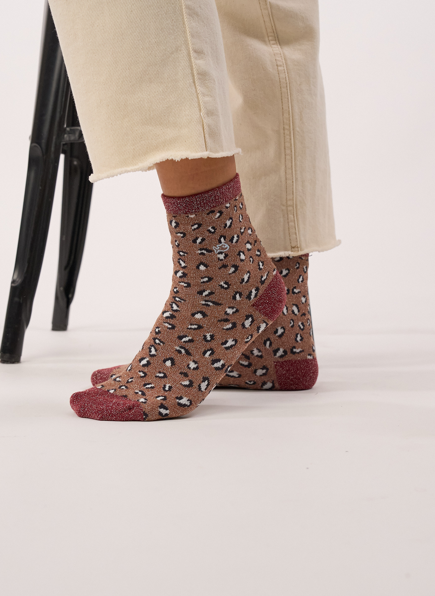 Chaussettes en coton peigné léopard BILLYBELT Marron