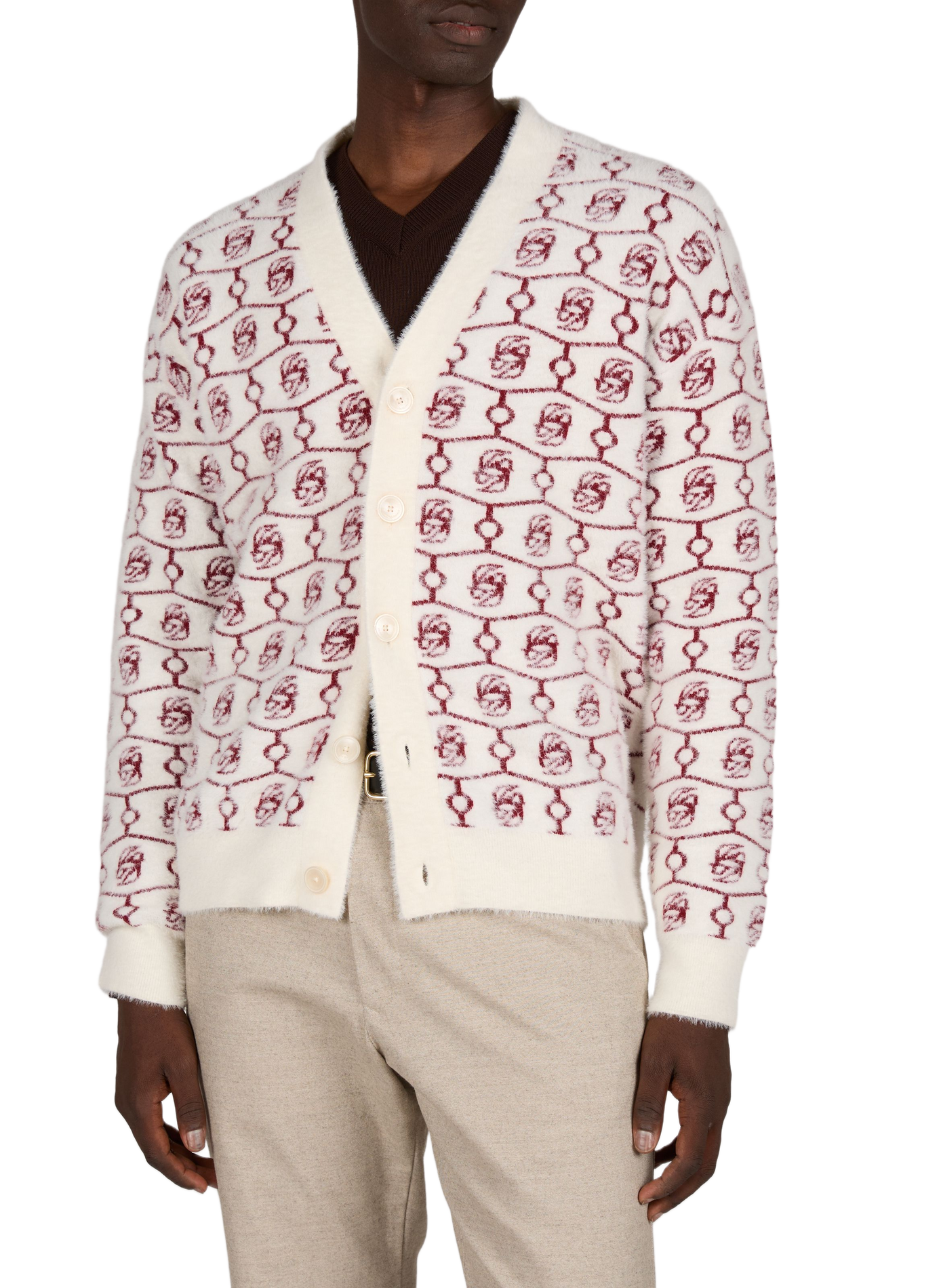 Oversized wool knit cardigan DROLE DE MONSIEUR White