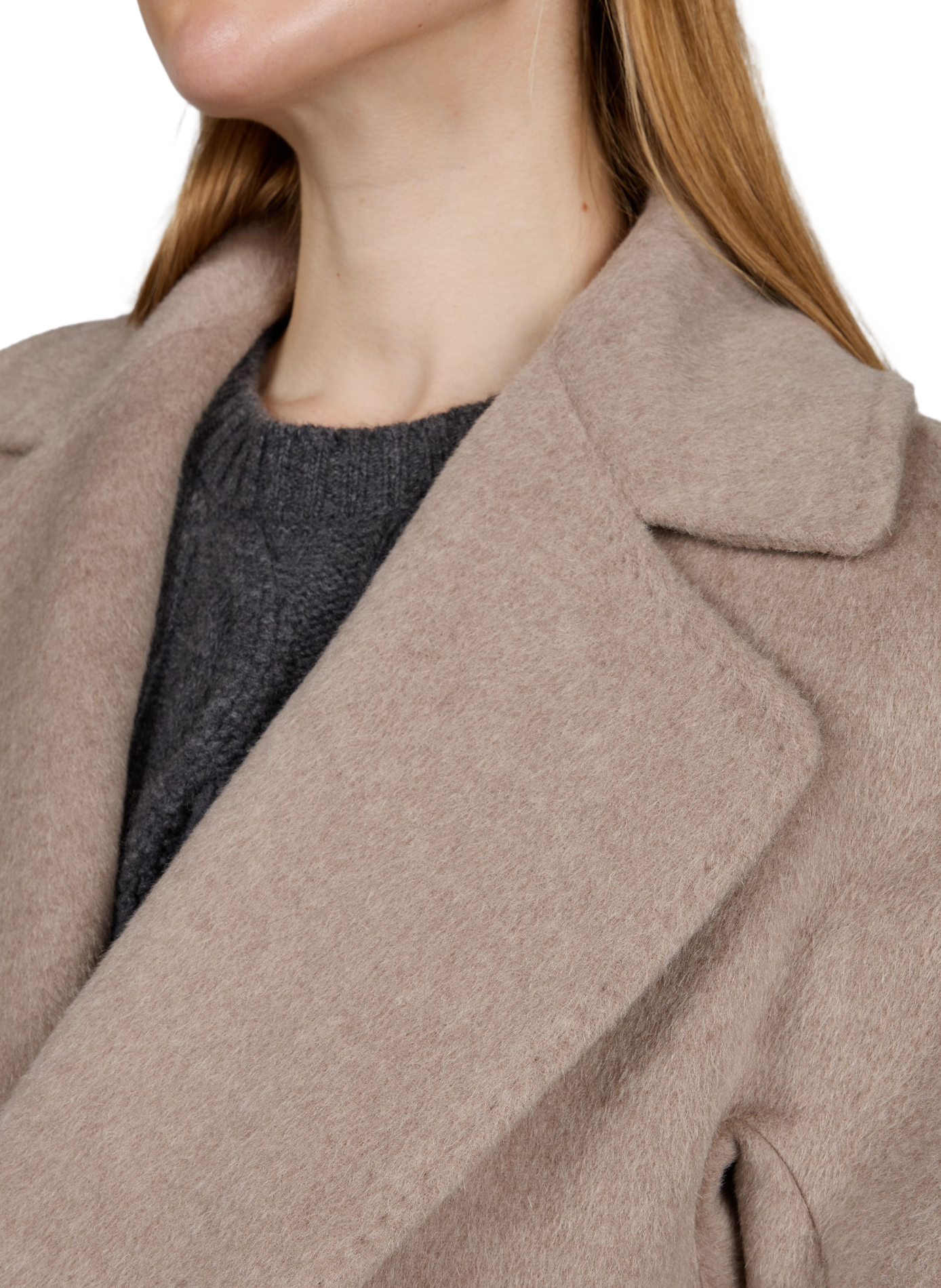 Wkdtempera straight tailored-collar belted coat in wool blend MAX MARA WEEK END Beige