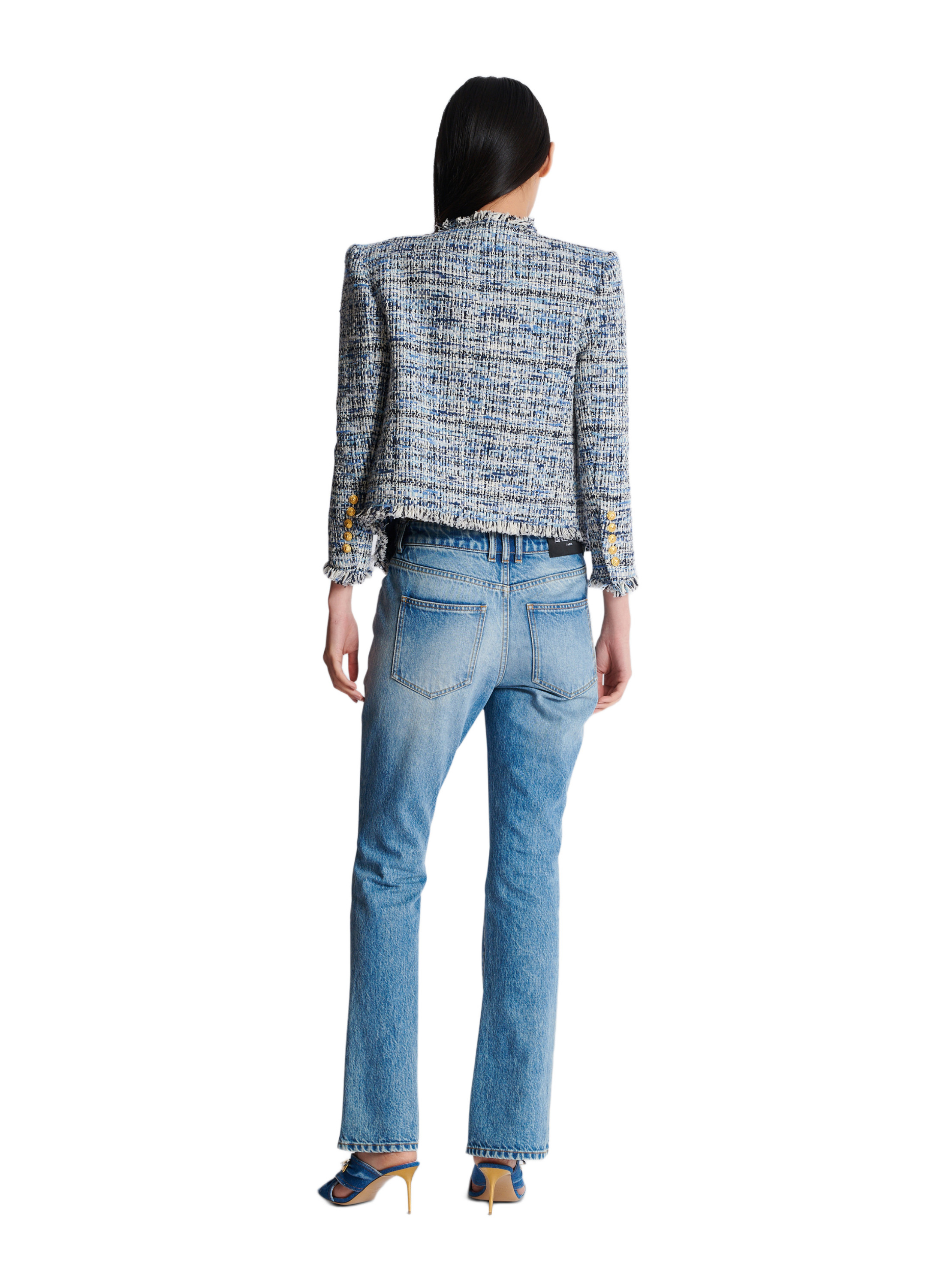 Spencer 8 boutons bord à bord en tweed BALMAIN Bleu