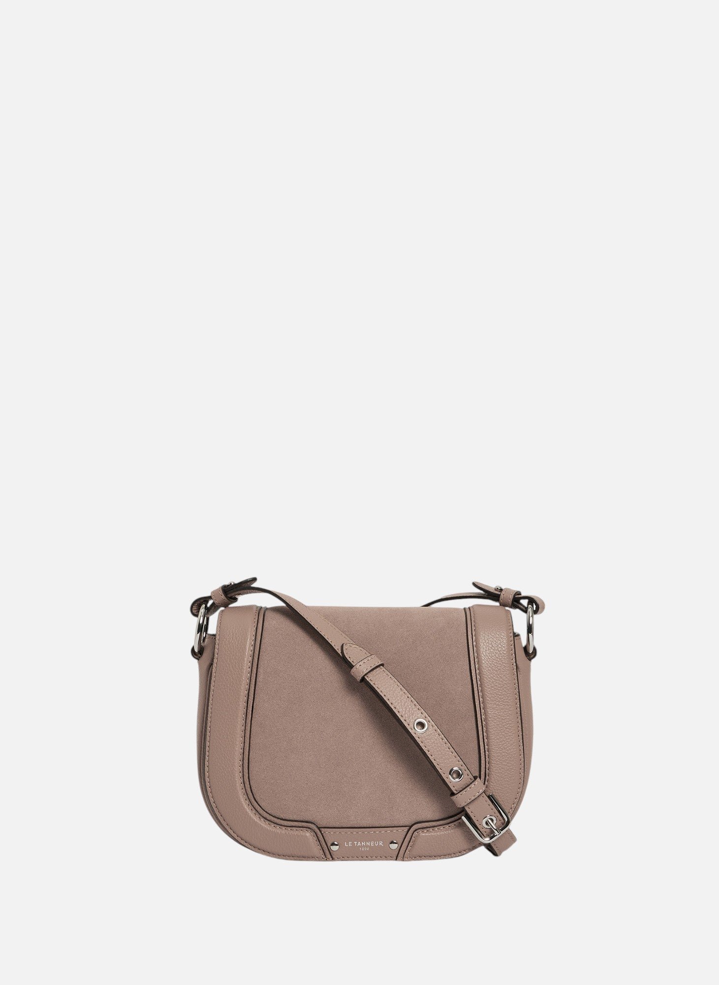Sac bandoulière moyen modèle ella en cuir grainé et nubuck LE TANNEUR Gris