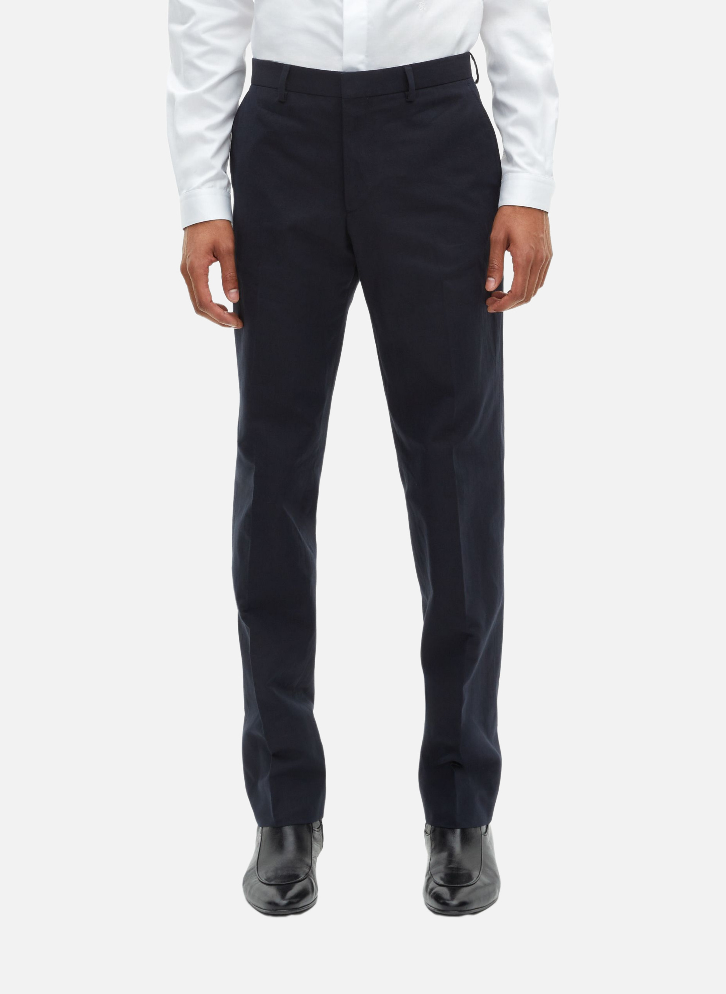 Pantalon de costume droit en coton lin THE KOOPLES Bleu