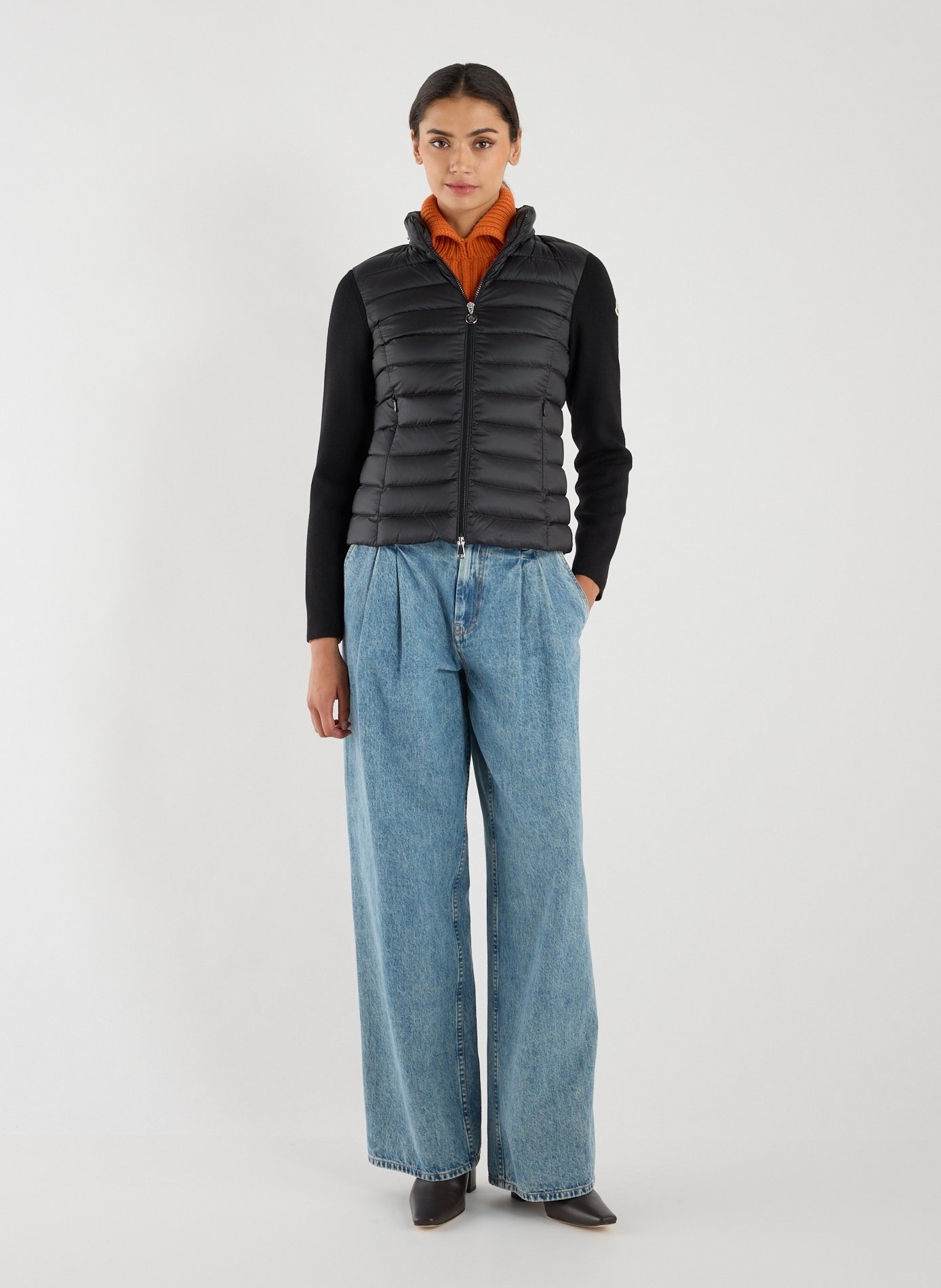 Bi-material blazer jacket MONCLER Black