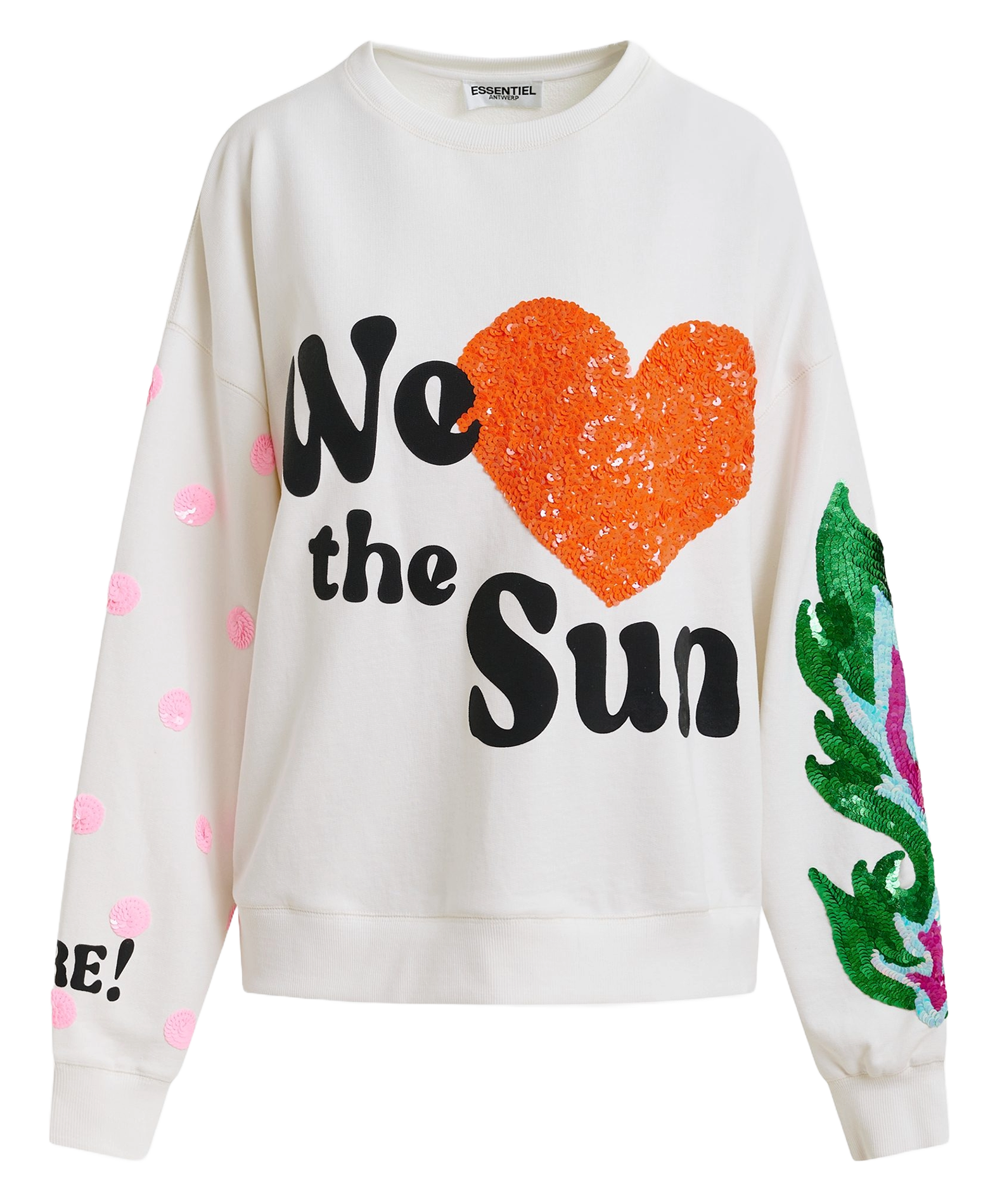 Sweat ample imprimé à broderies paillettes ihexperience ESSENTIEL ANTWERP Blanc