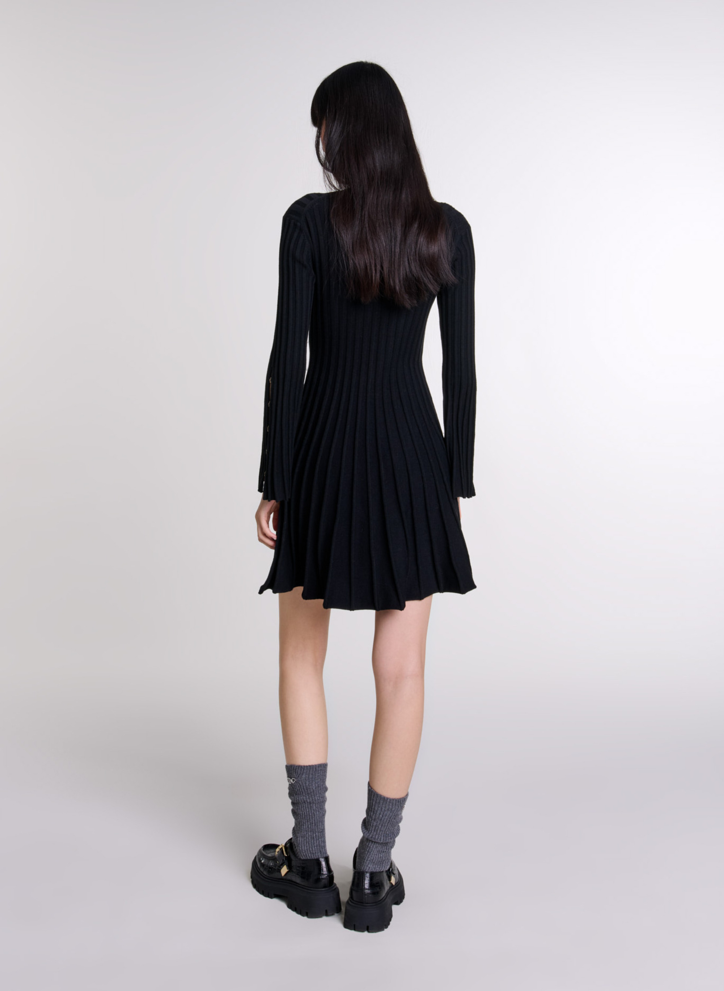 Robe courte col rond MAJE Noir