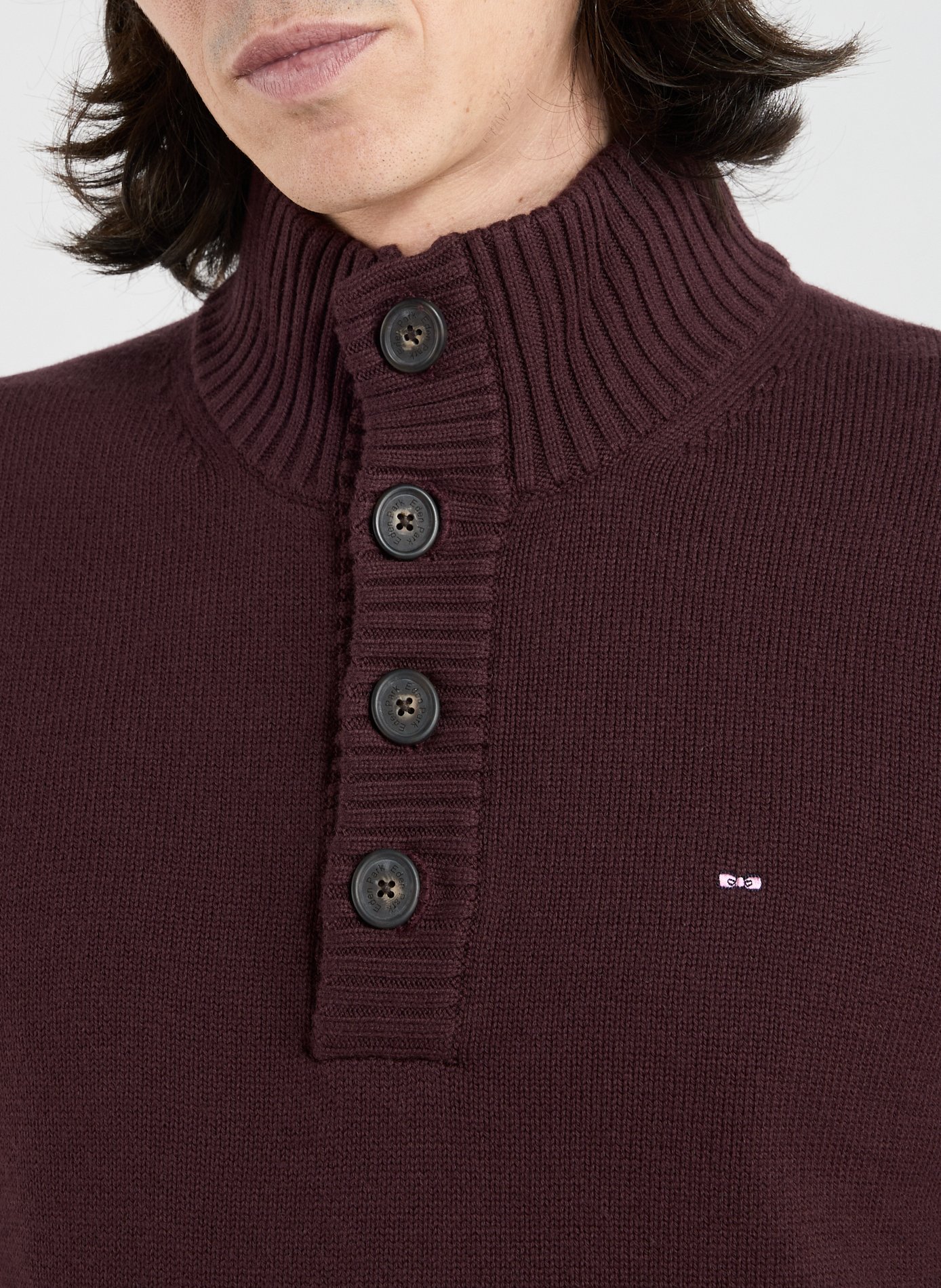 Wool and cotton high-neck sweater EDEN PARK Red