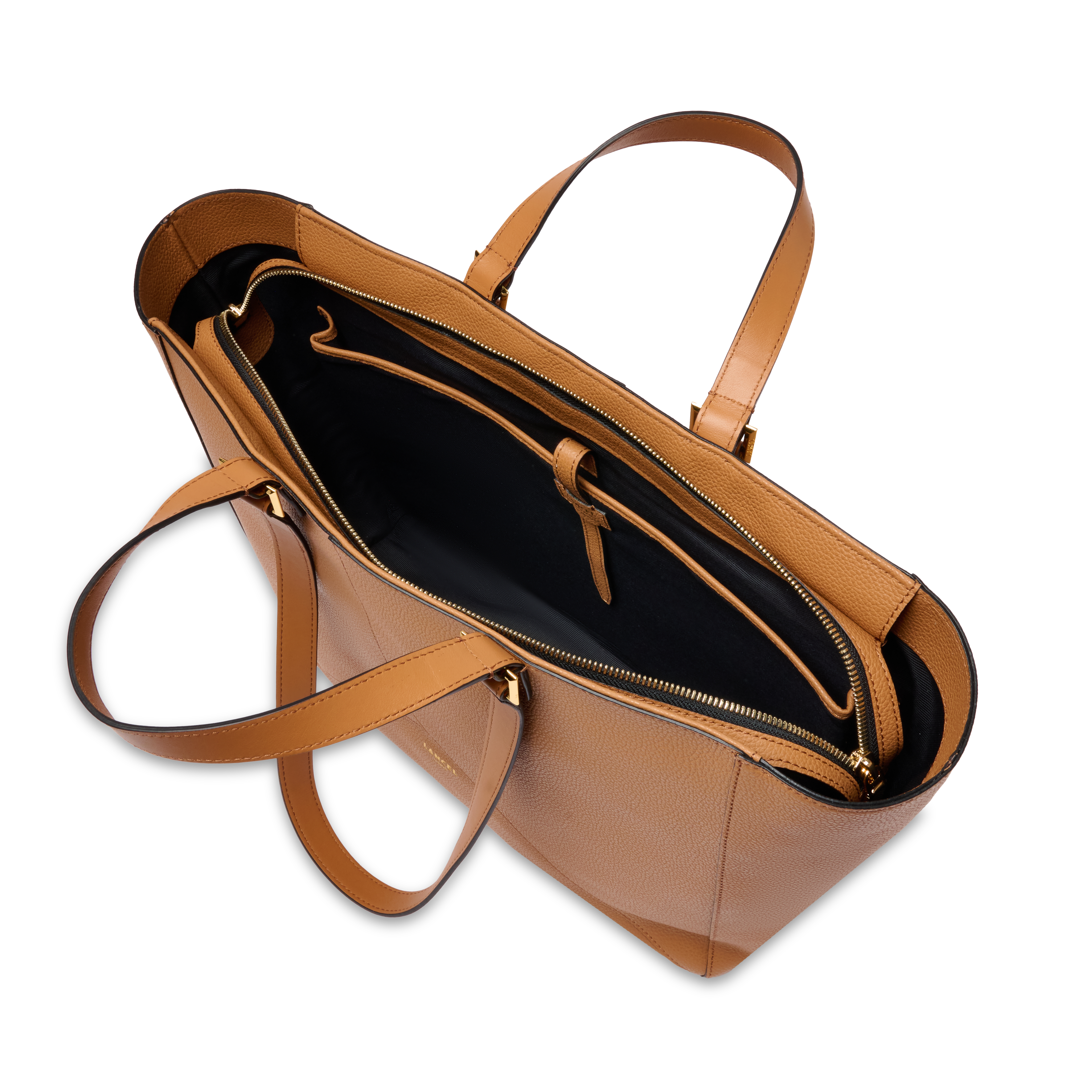 Sac cabas zippé m double porté enveloppe de lancel en cuir LANCEL Marron