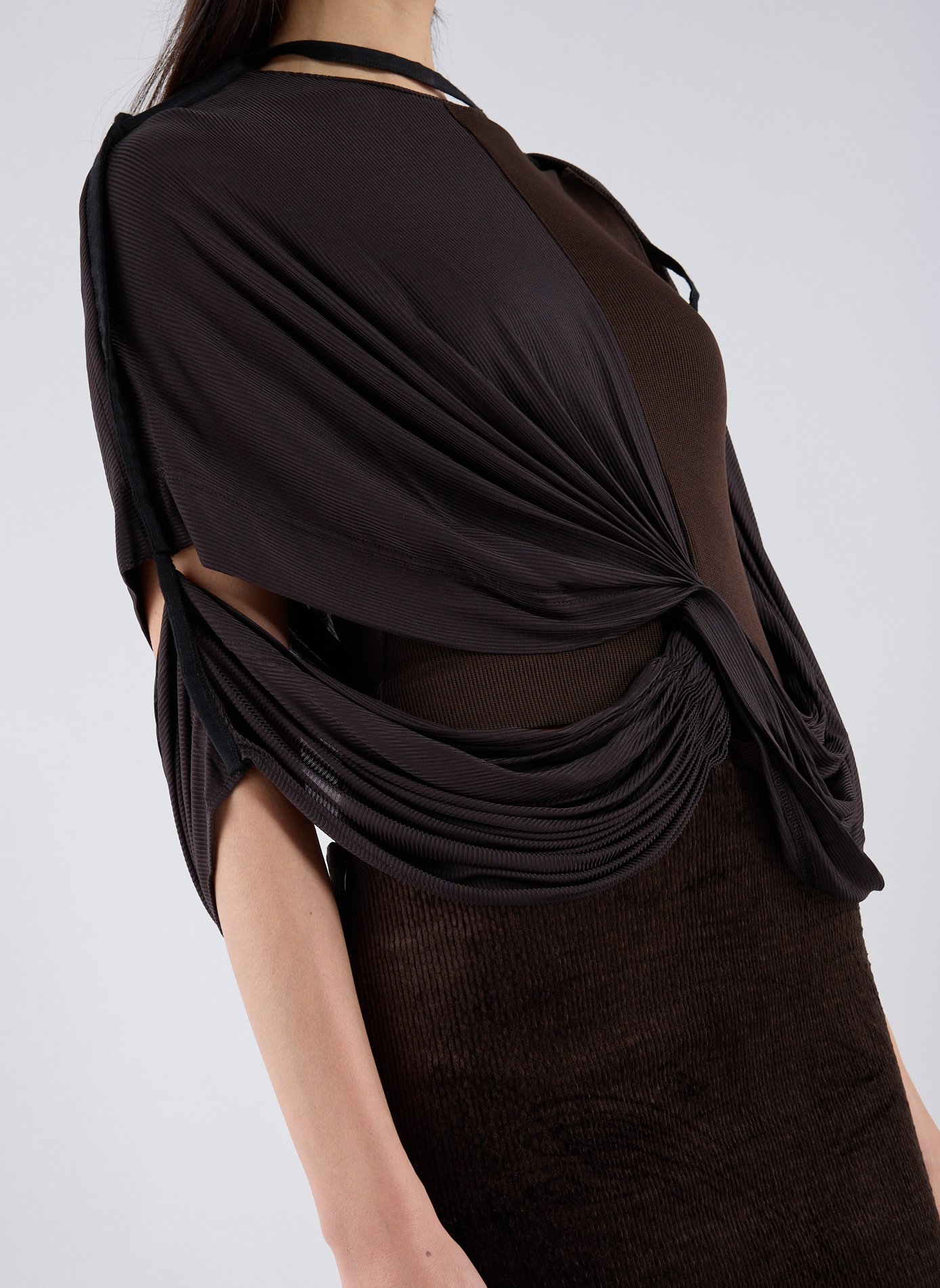 Robe midi Outline Collision en coton mélangé CHRISTOPHER ESBER Marron