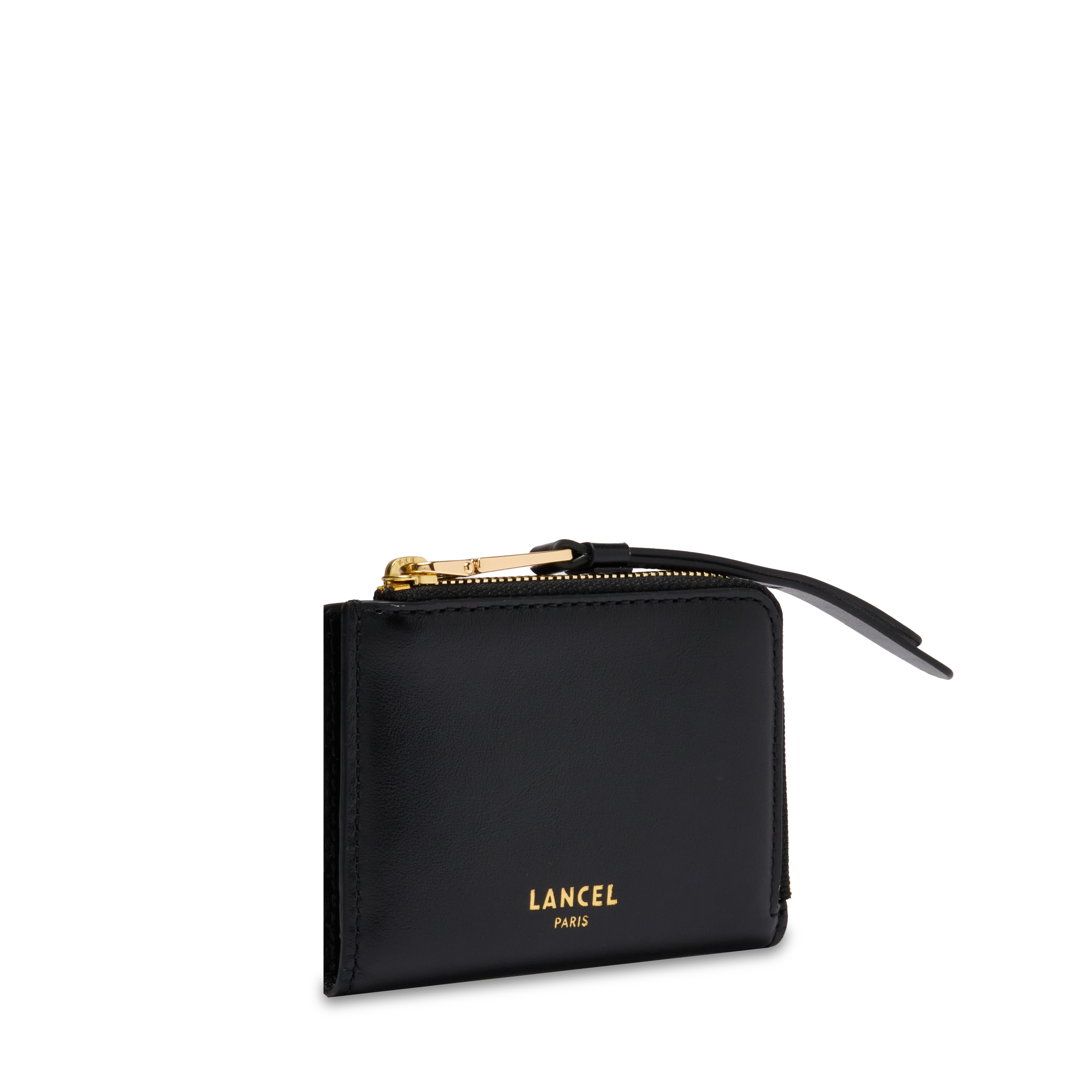 Mini portefeuille zippé origami de lancel en cuir LANCEL Noir