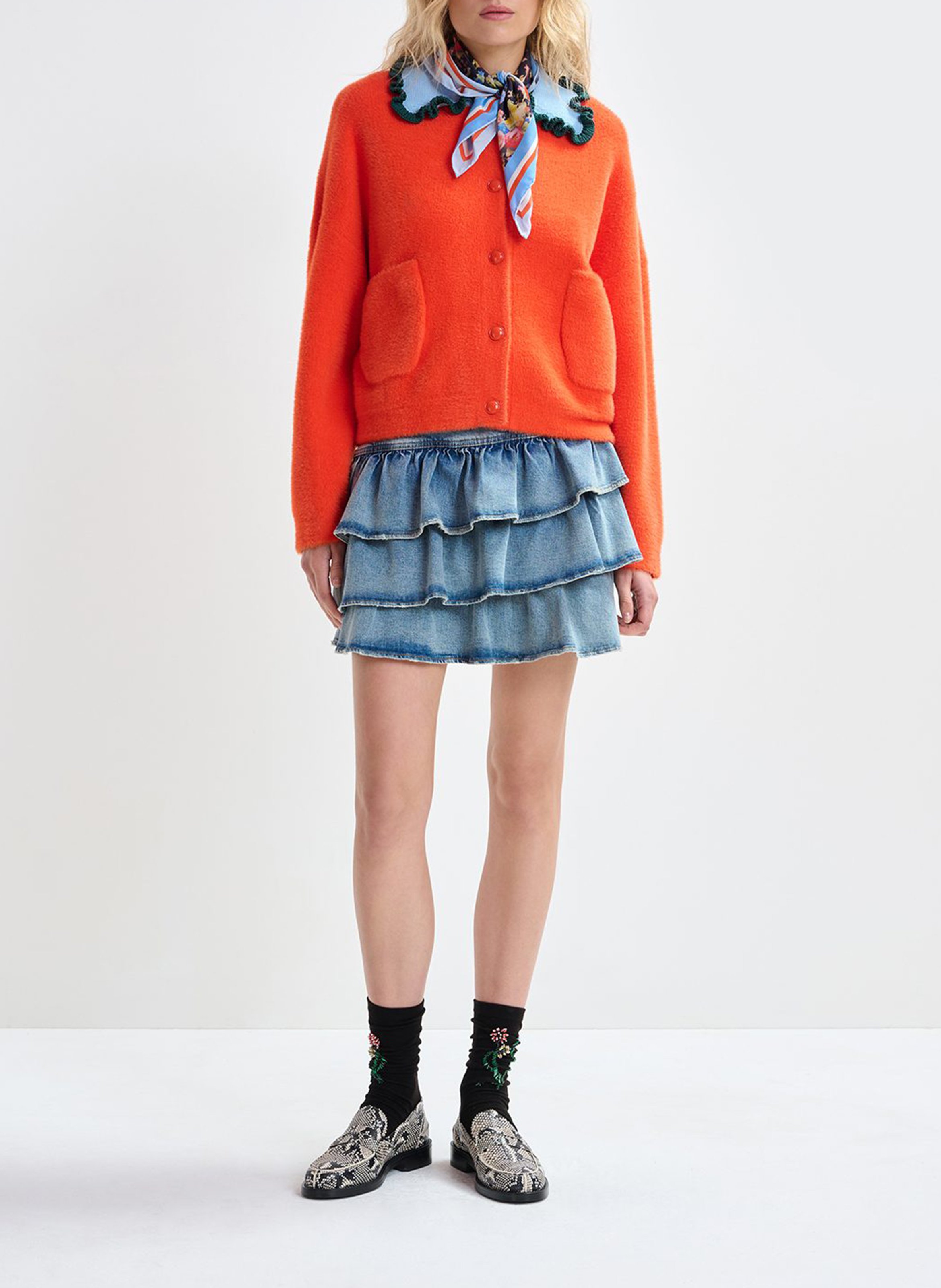 Foulard en soie imprimée jungle ESSENTIEL ANTWERP Bleu