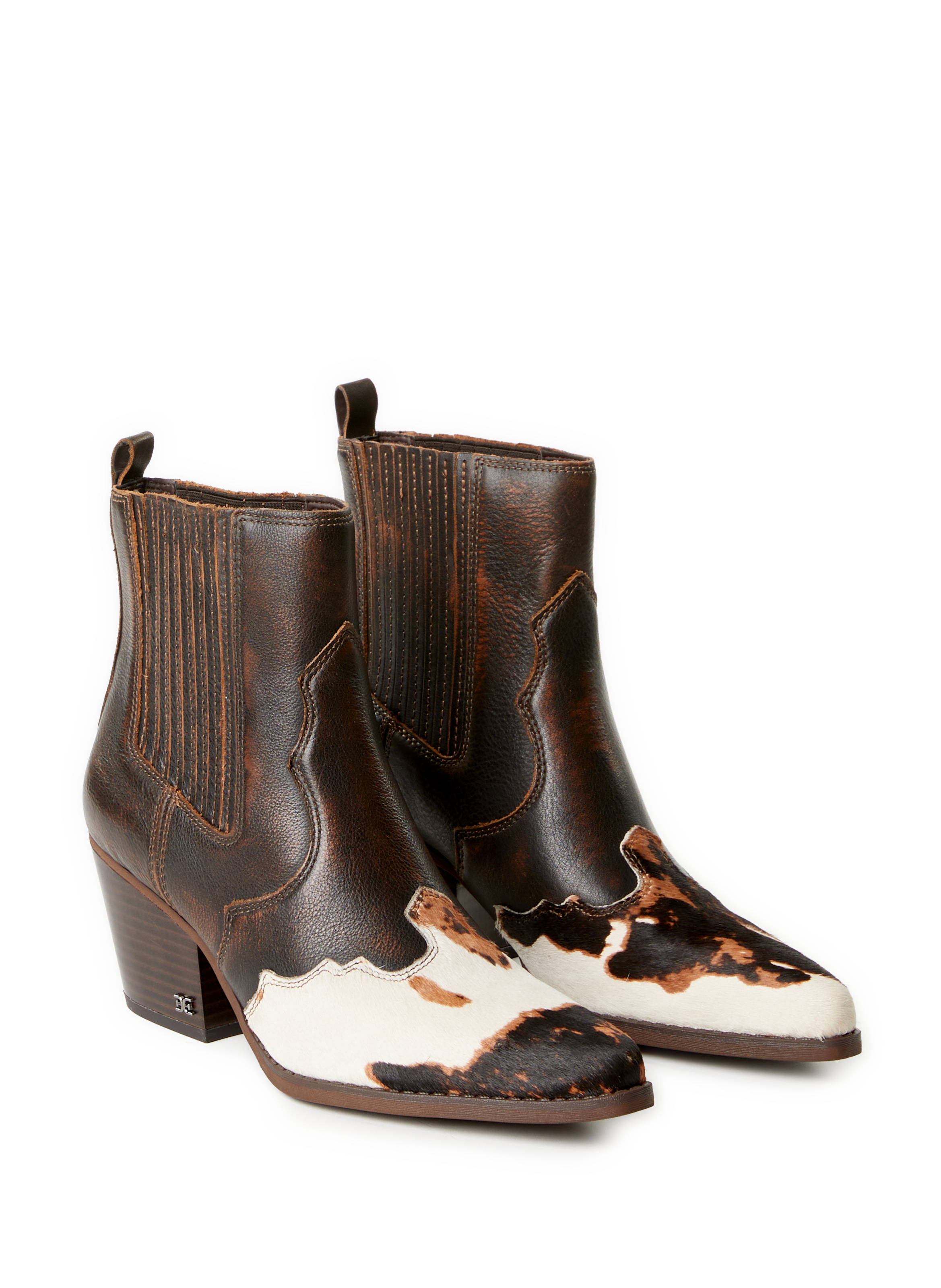Bottines peau de vache en cuir SAM EDELMAN Marron