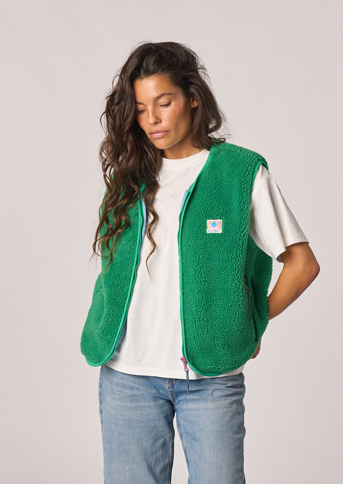 Veste sherpa zippée sans manches BILLYBELT Vert