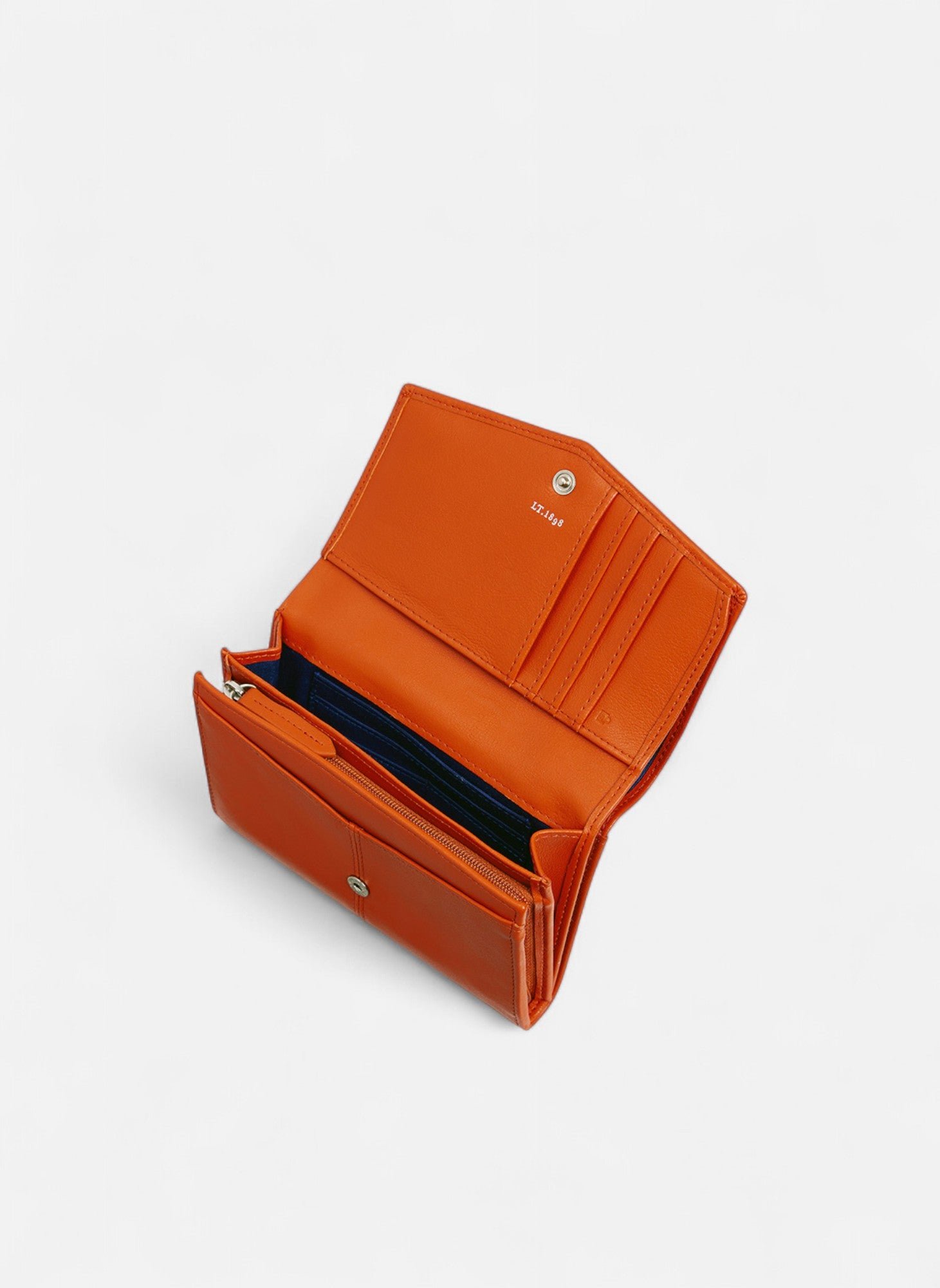 Portefeuille moyen modèle charlotte en cuir lisse LE TANNEUR Orange