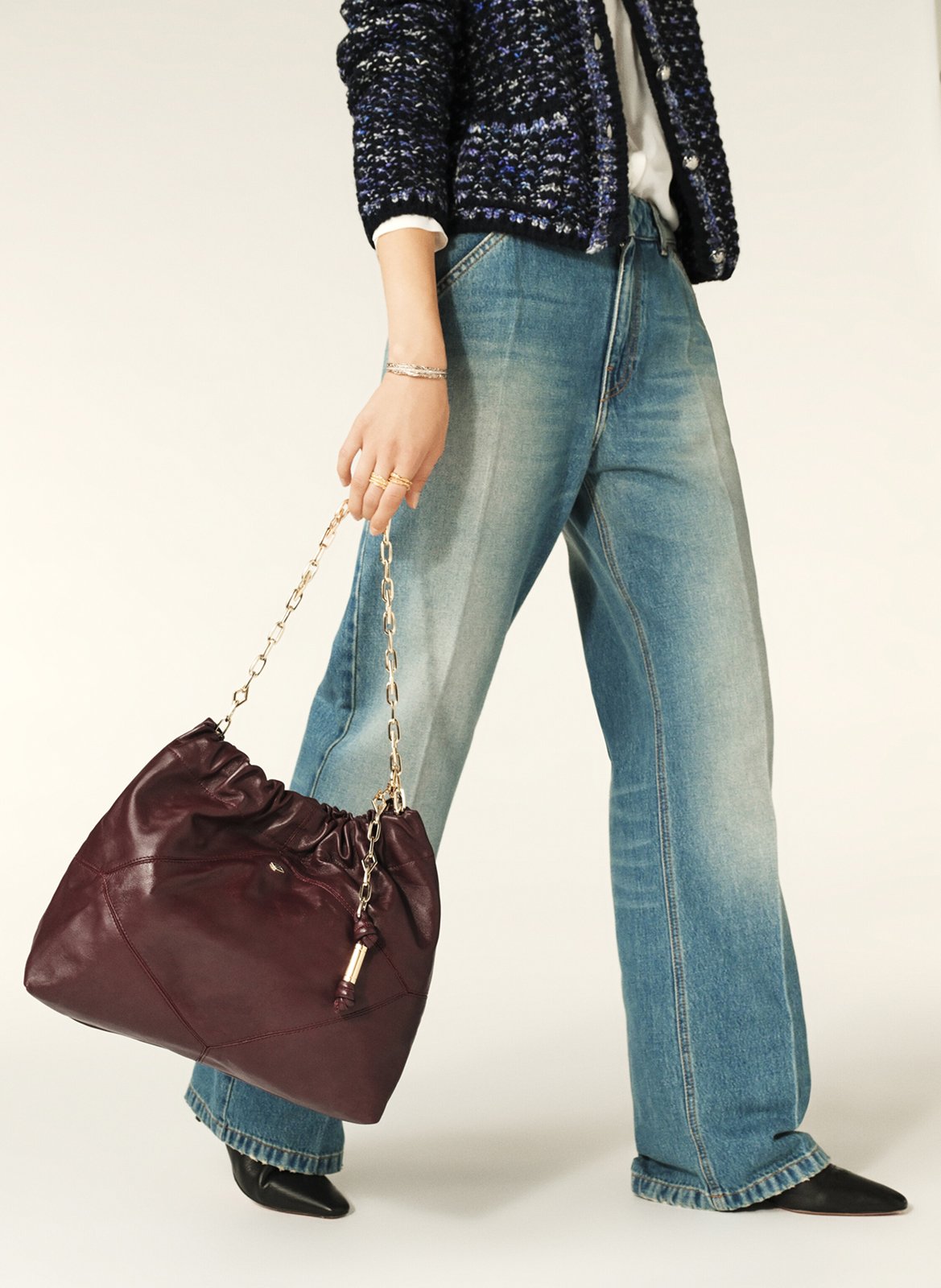 Sac porté épaule en cuir june tote BA&SH Violet