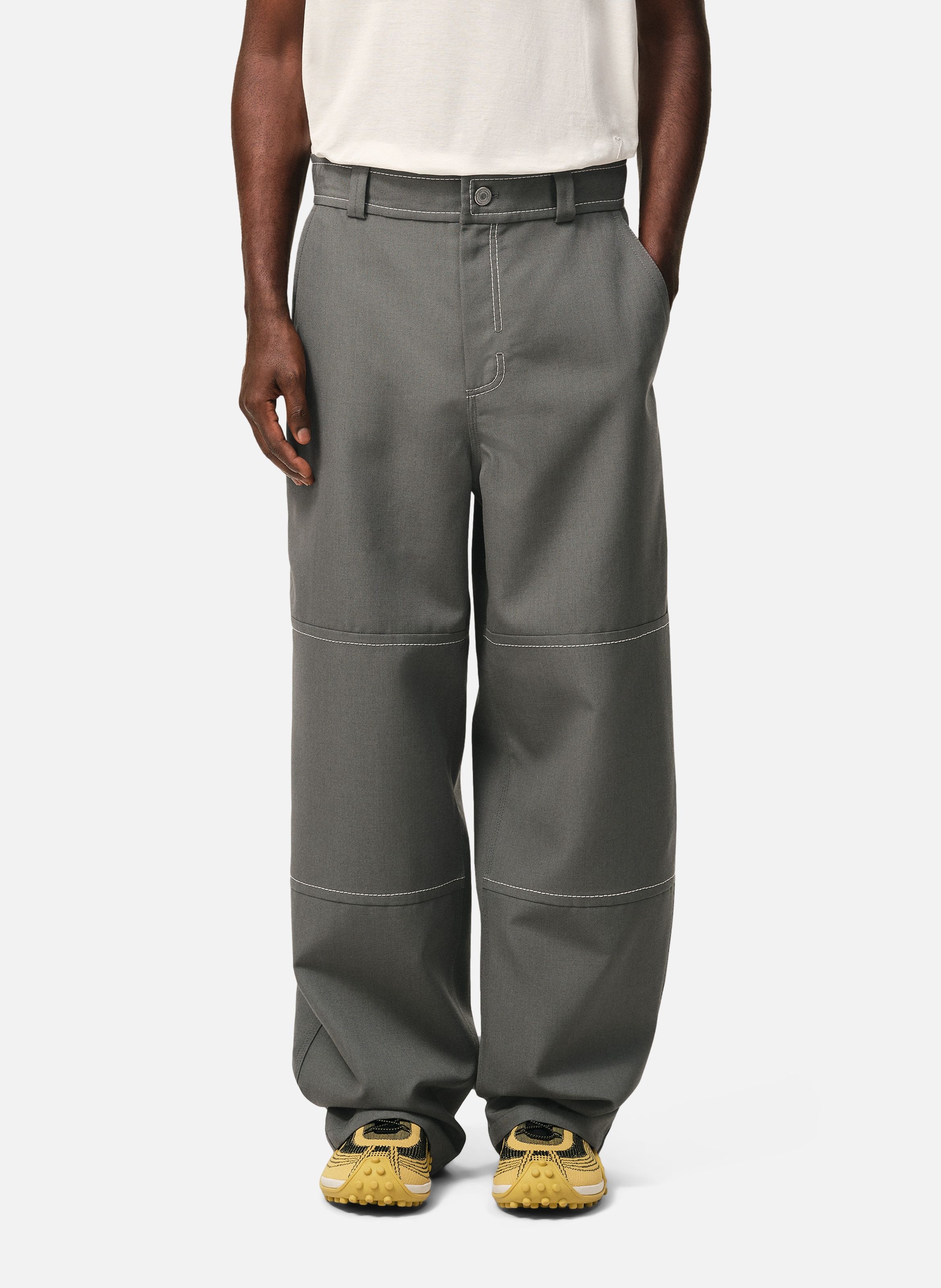 Pantalon worker en laine vierge AMI PARIS Gris