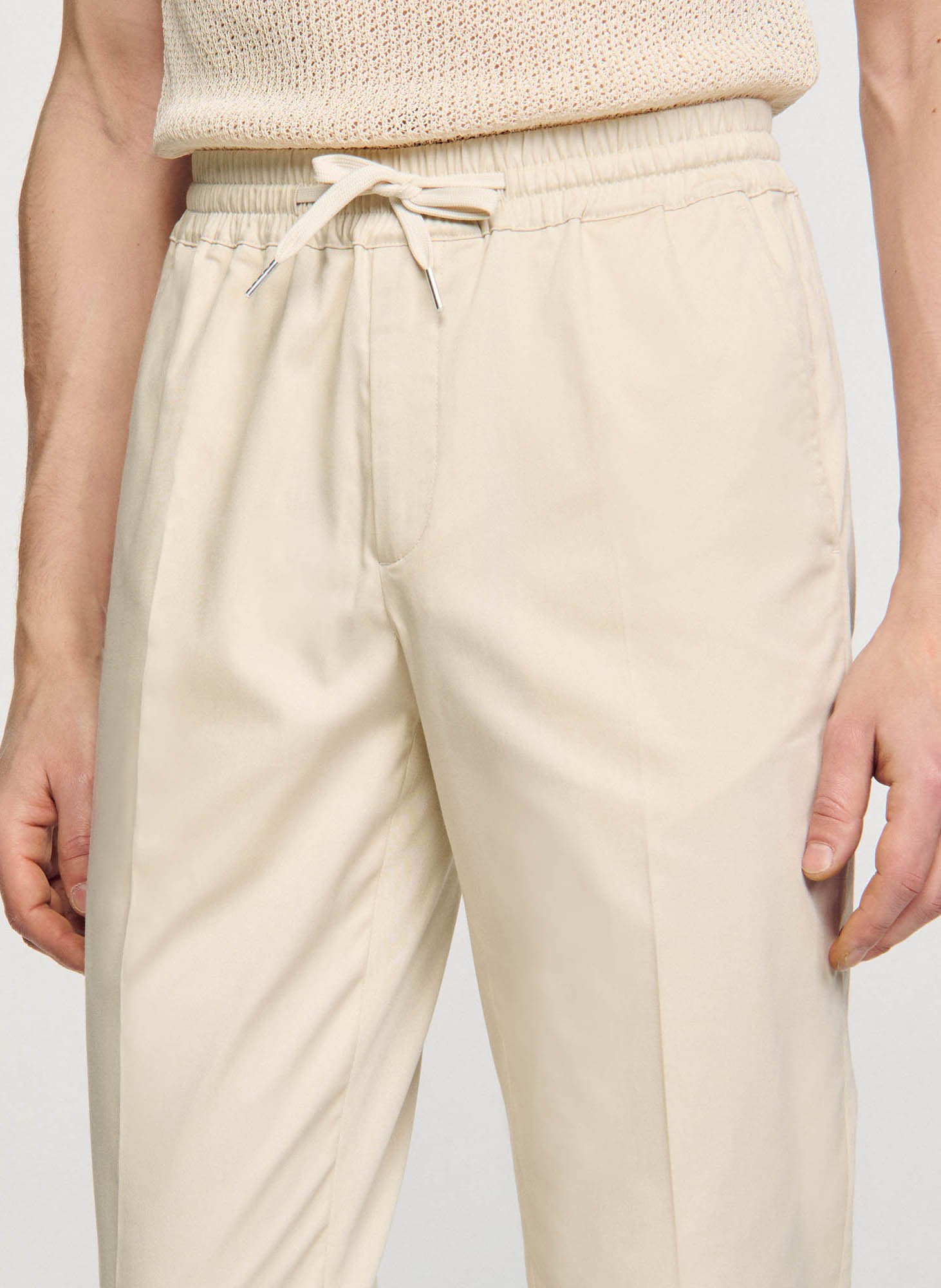 Pantalon chino avec cordon en coton mélangé SANDRO Beige