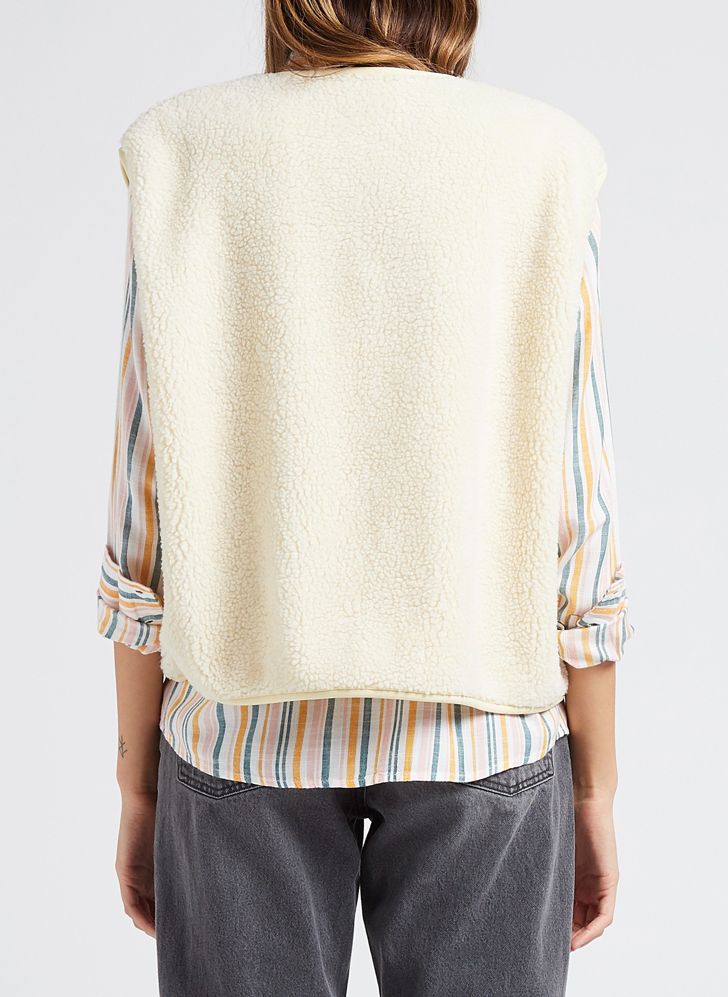 Gilet col rond molletonné sans manches hoktown AMERICAN VINTAGE Beige